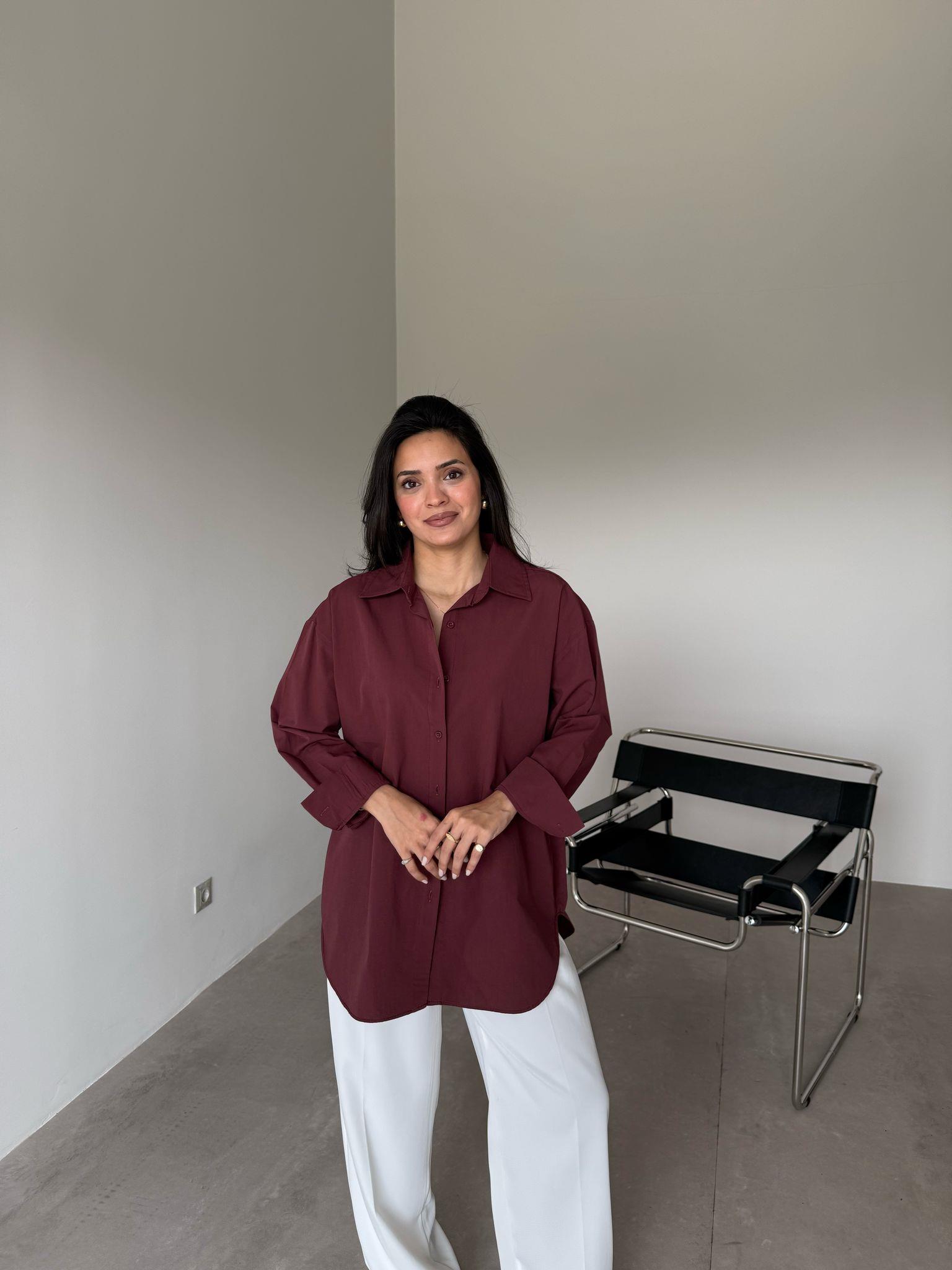 Bordo Basic Bloom Gömlek