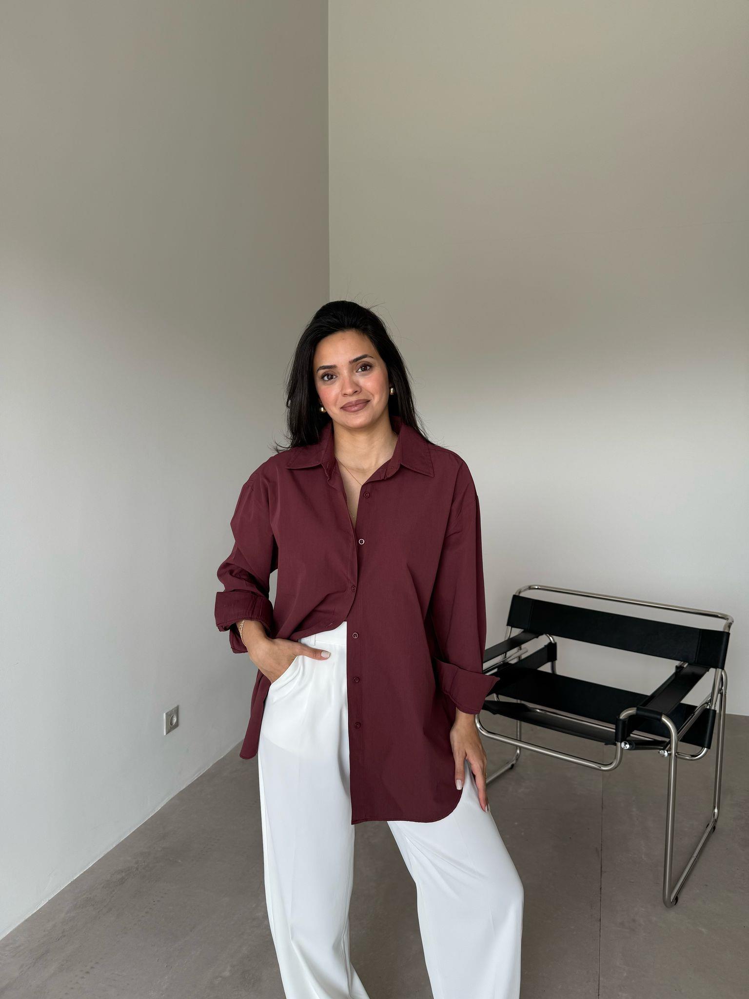 Bordo Basic Bloom Gömlek