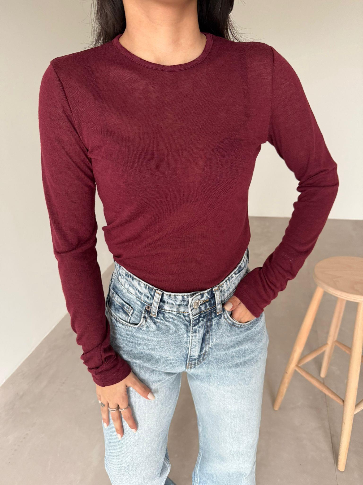 Bordo Basic Transparan Bluz