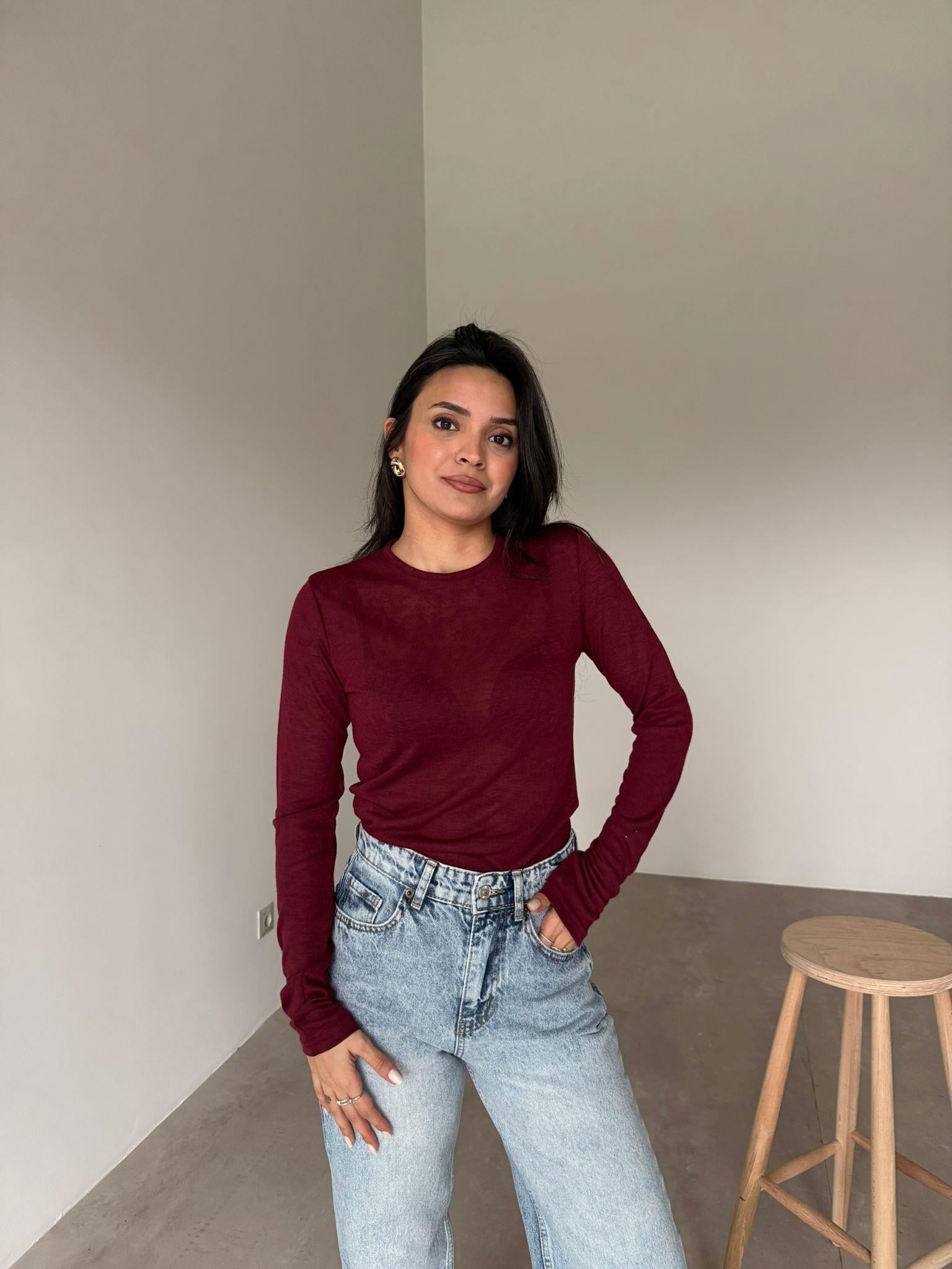 Bordo Basic Transparan Bluz