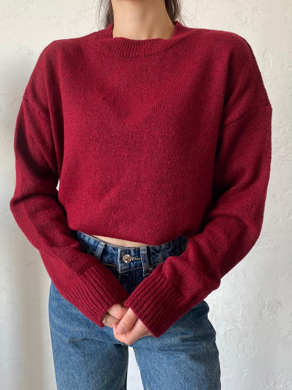 Bordo Bisiklet Yaka Oversize Kazak