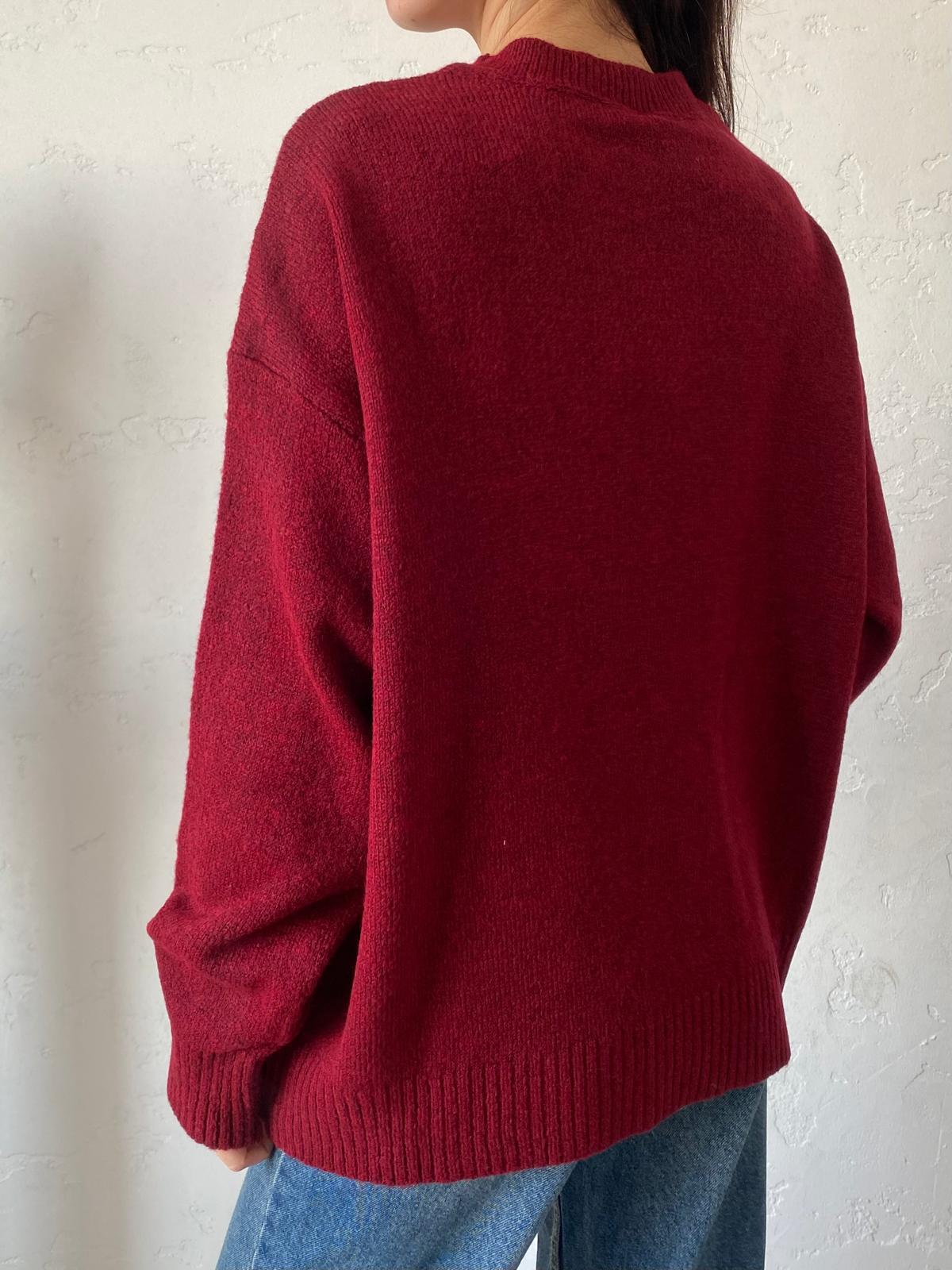 Bordo Bisiklet Yaka Oversize Kazak