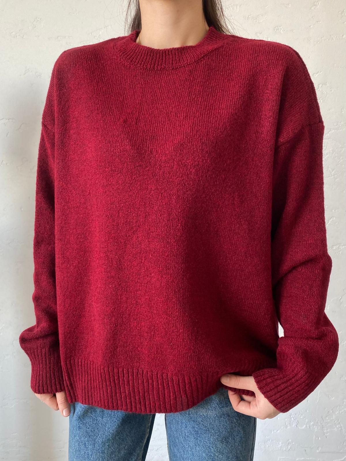 Bordo Bisiklet Yaka Oversize Kazak