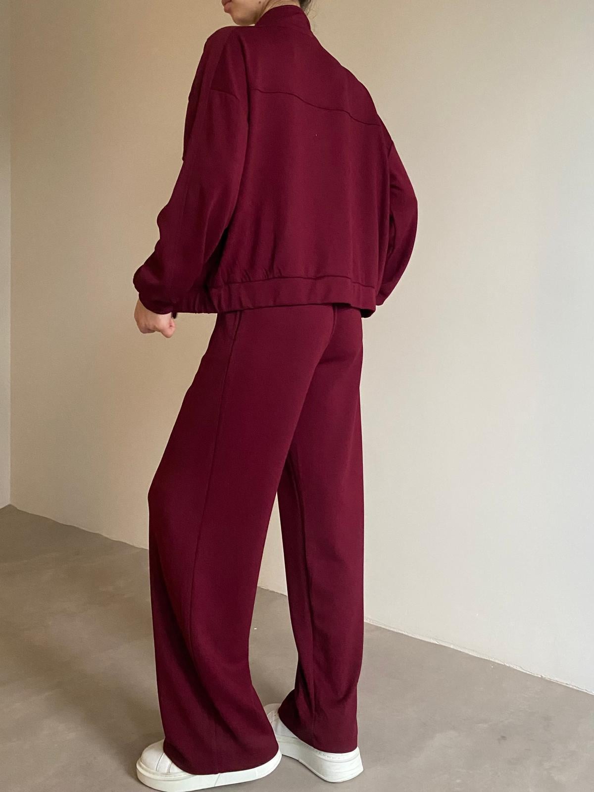 Bordo Cep Detaylı Modal Eşofman Takımı