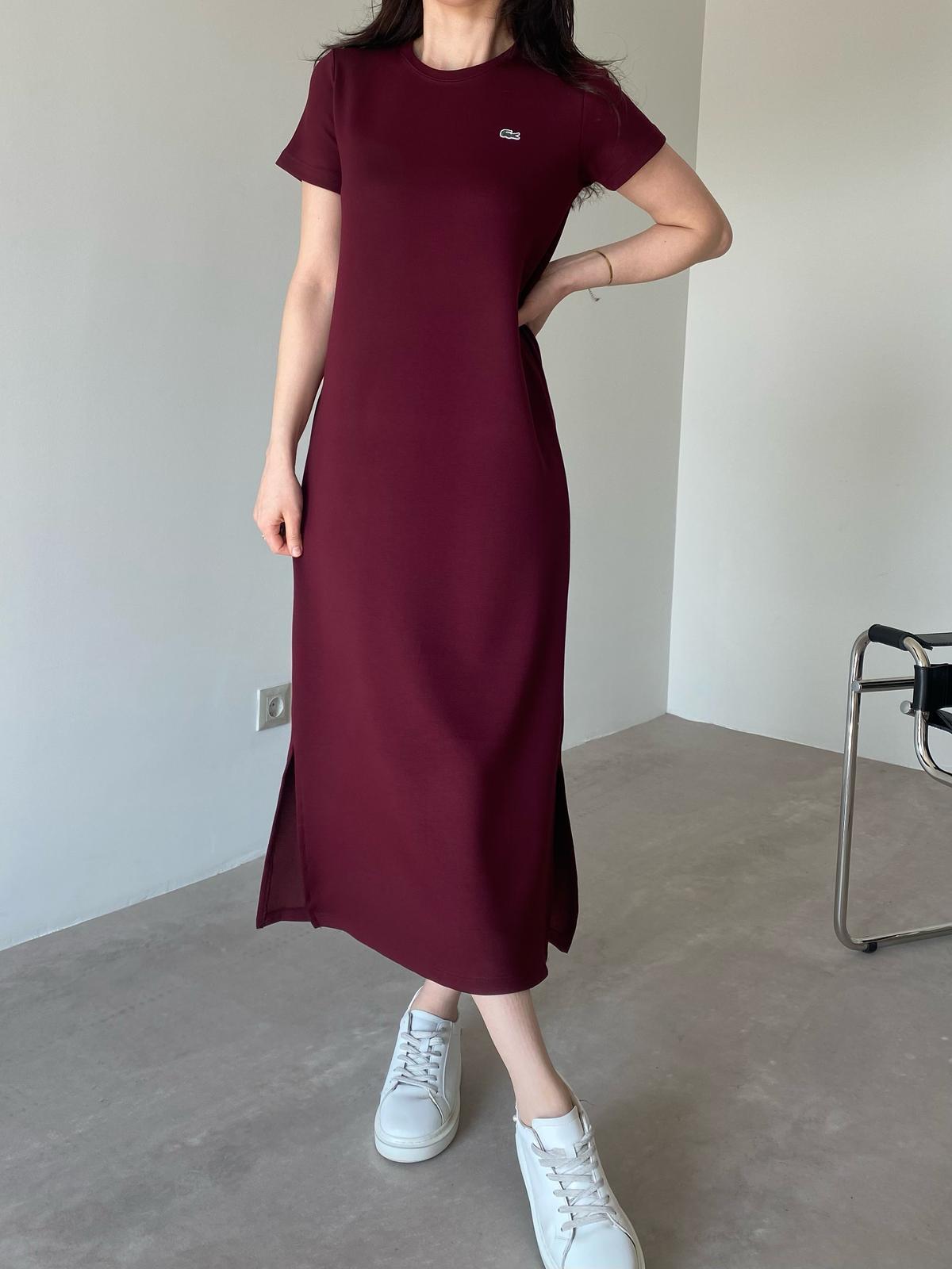 Bordo Logolu Basic Modal Elbise