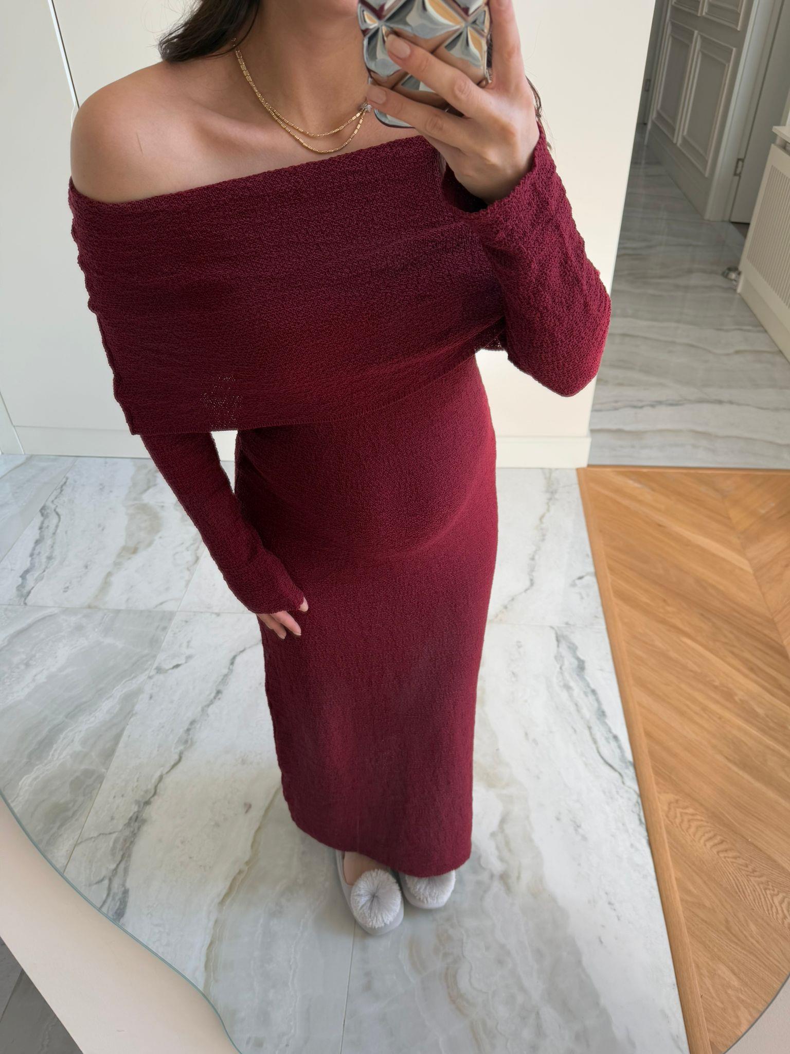 Bordo Madonna Yaka Elsa Elbise