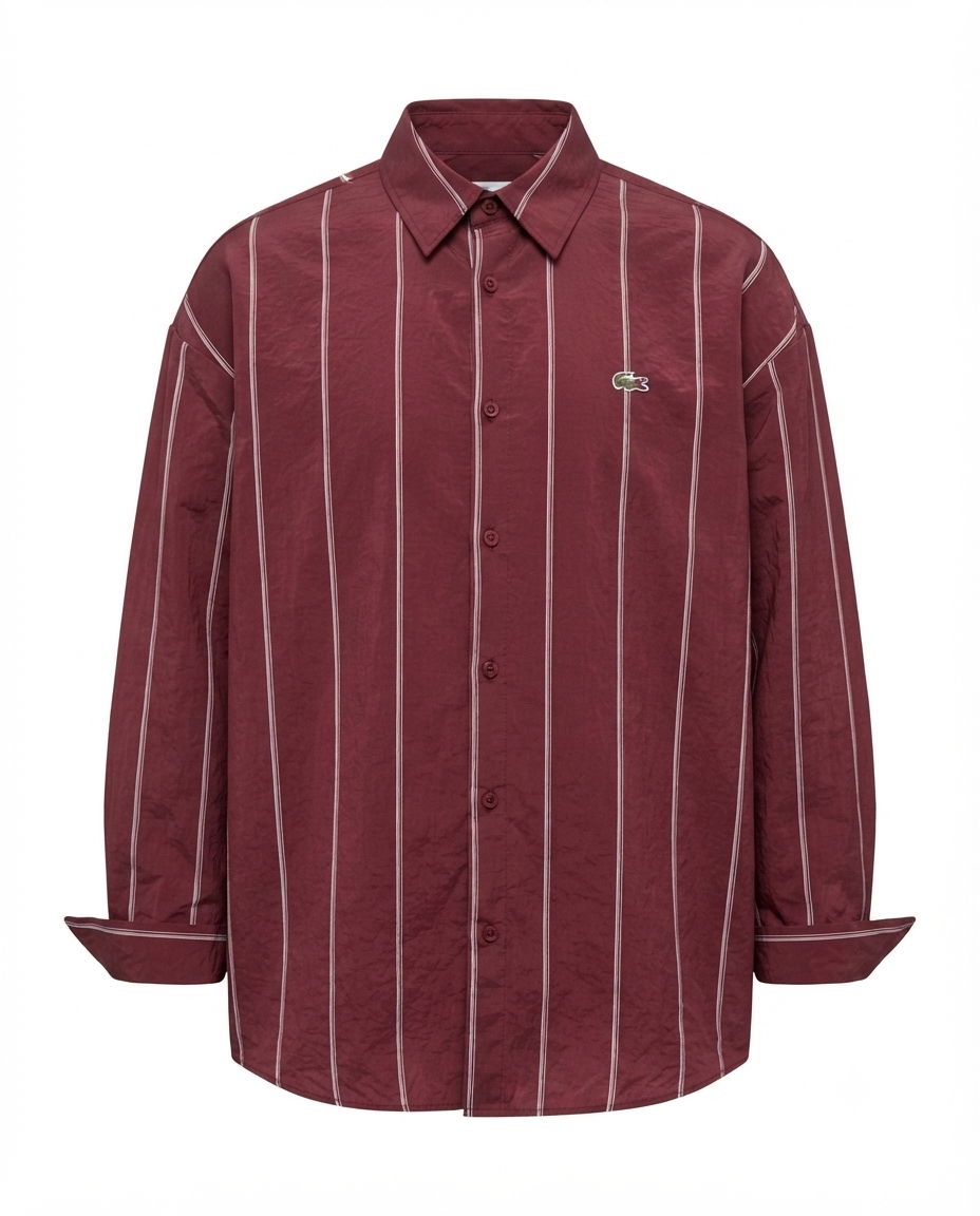 Bordo Marka Model Çizgili Oversize Gömlek