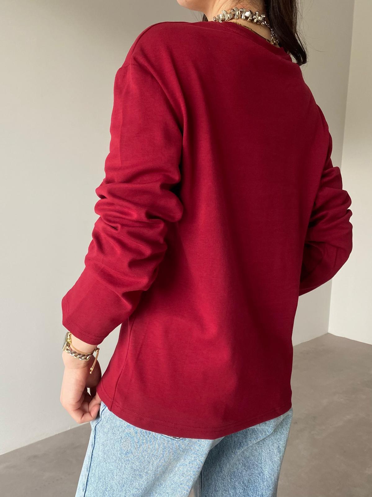 Bordo Marka Model Uzun Kol Basic Bluz