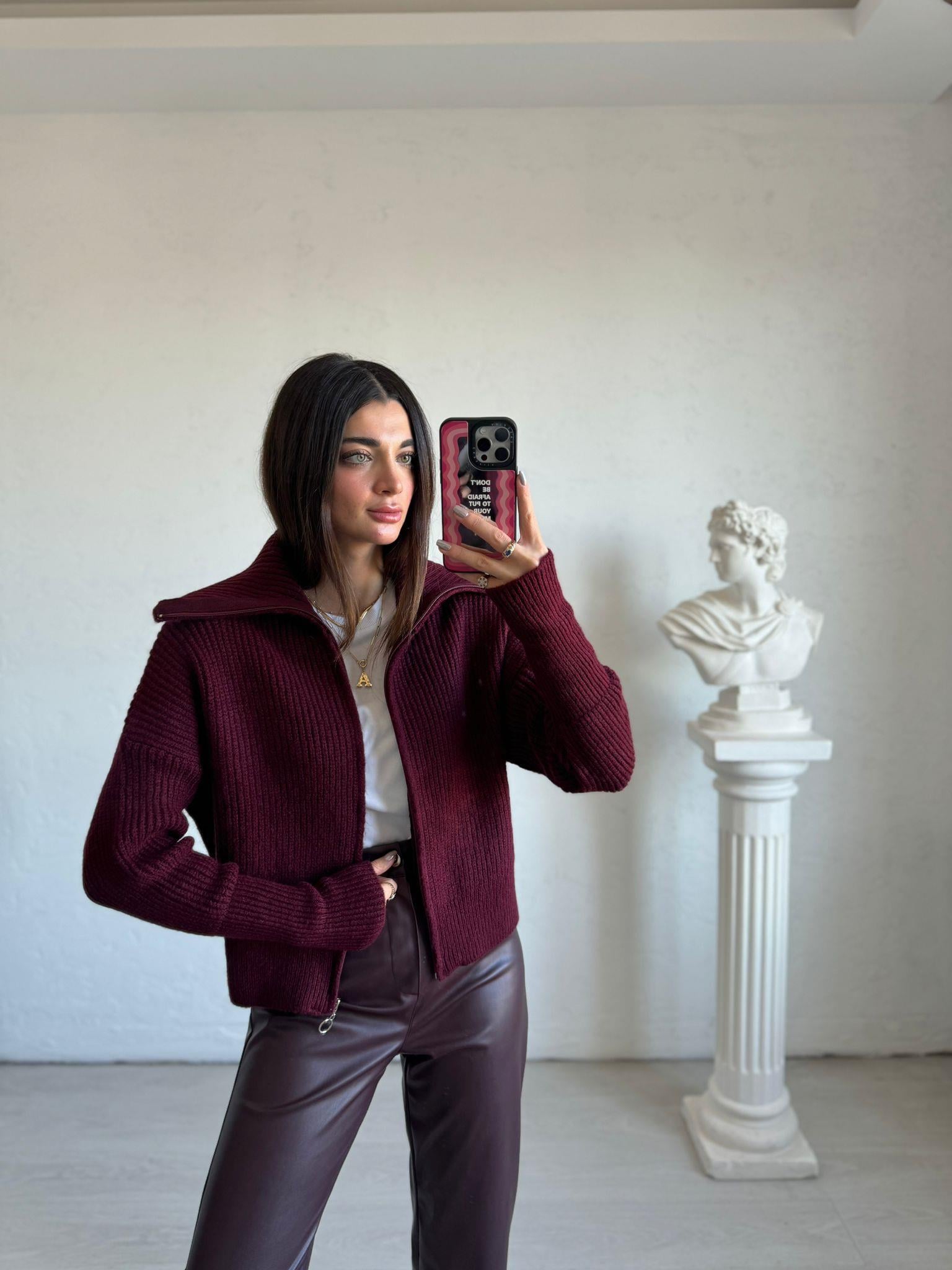 Bordo Selanik Hırka