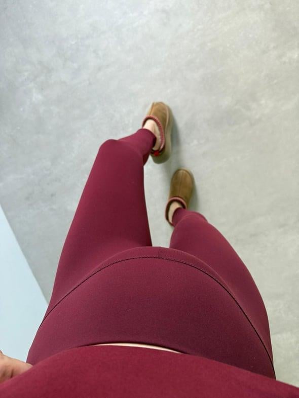 Bordo Toparlayıcı Likralı Sporcu Tayt