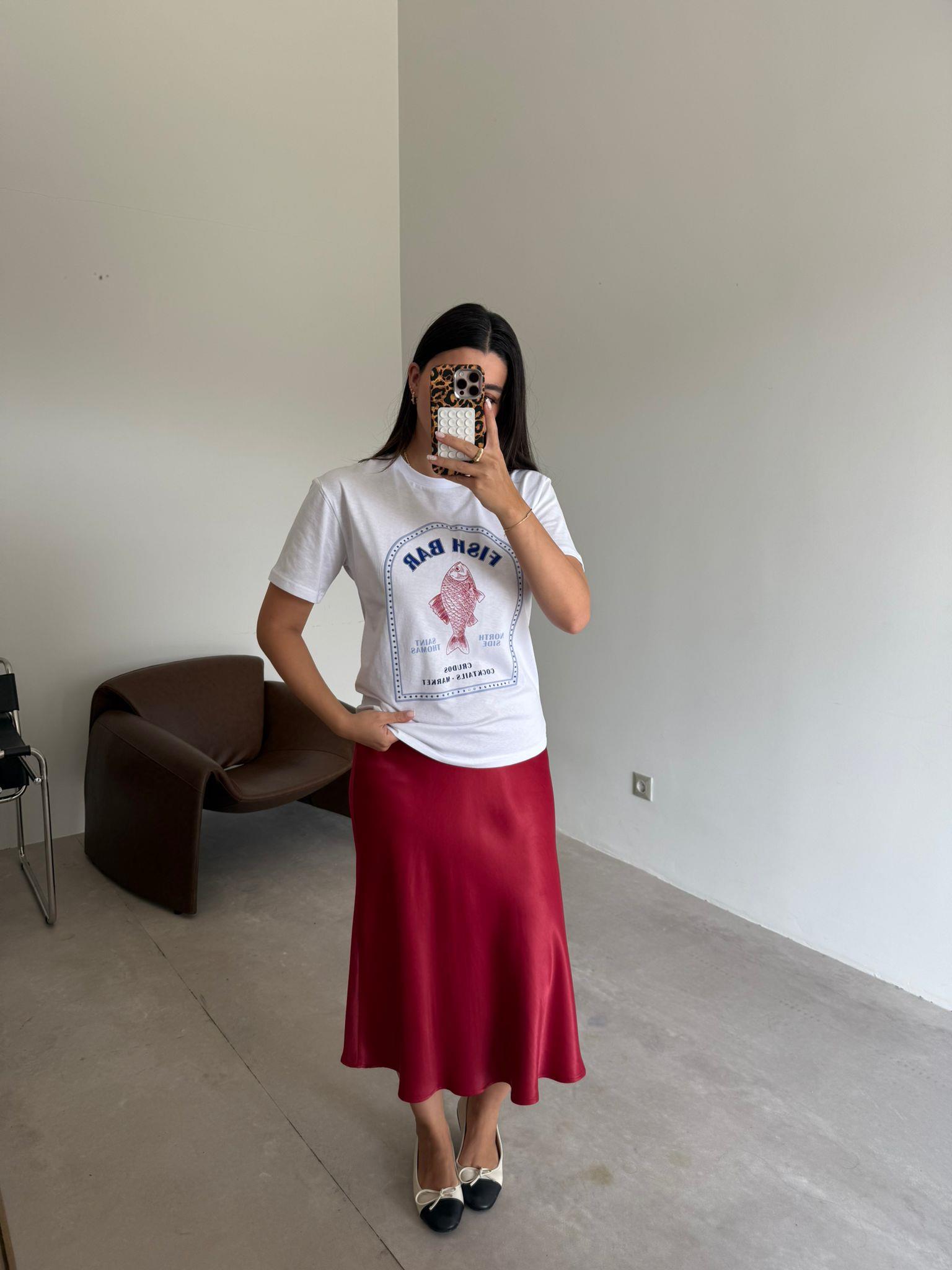 Bordo Verevli Saten Etek