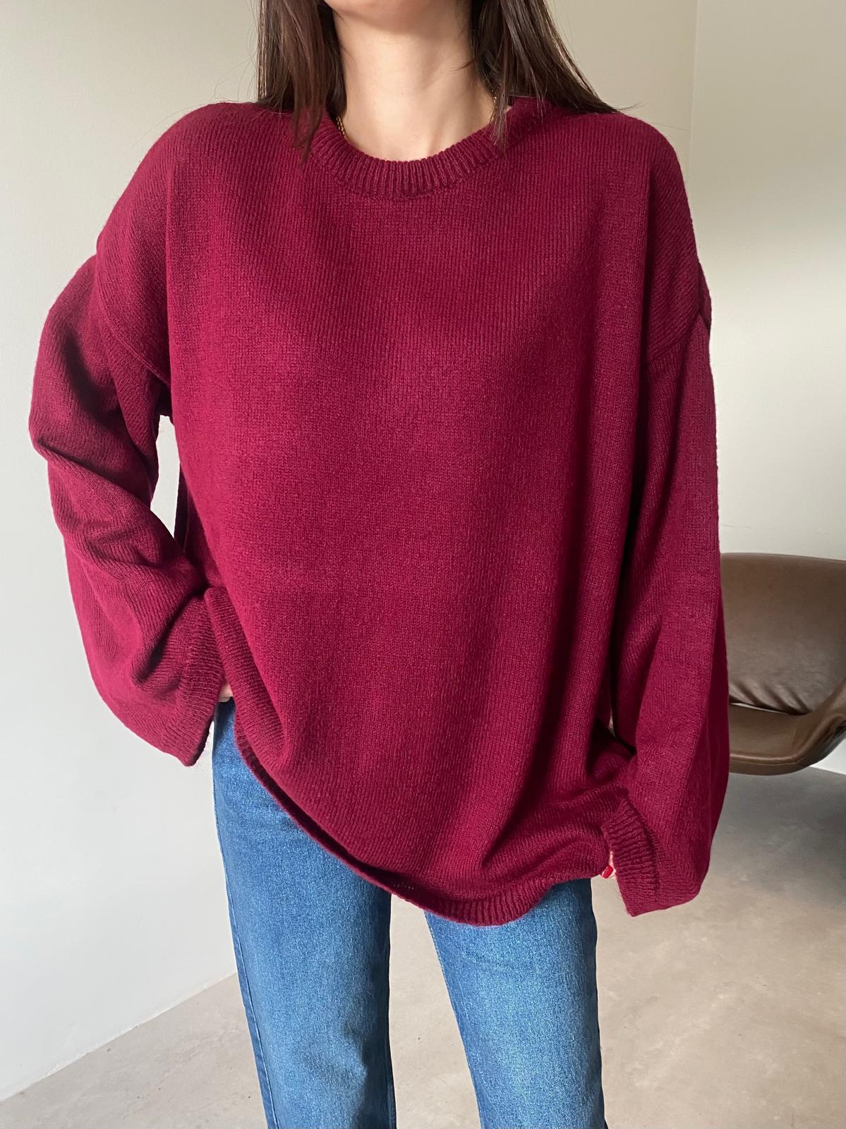 Bordo Yumuşacık Pinterest Kazak