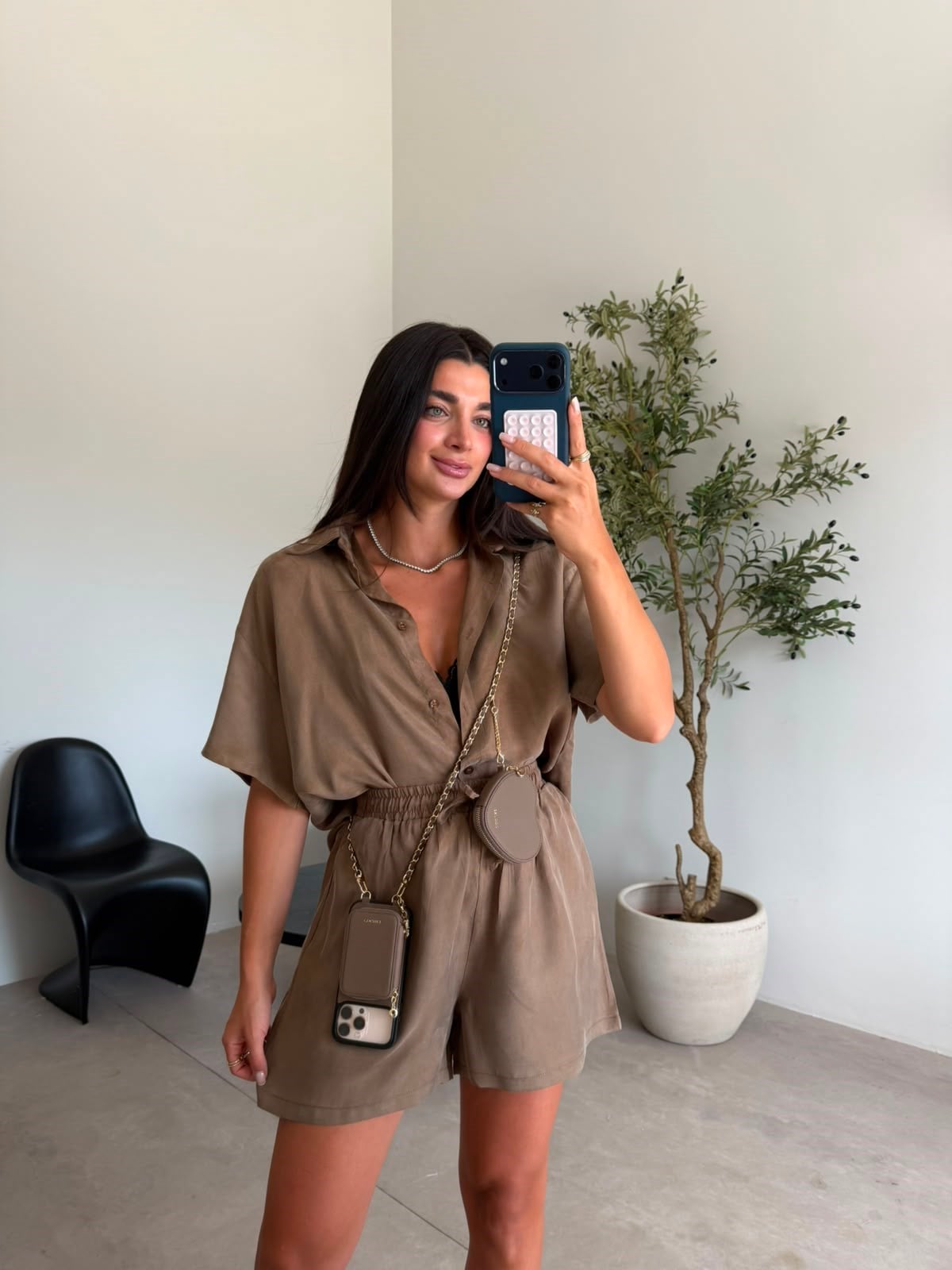 Bronz Gömlek Şort Takım
