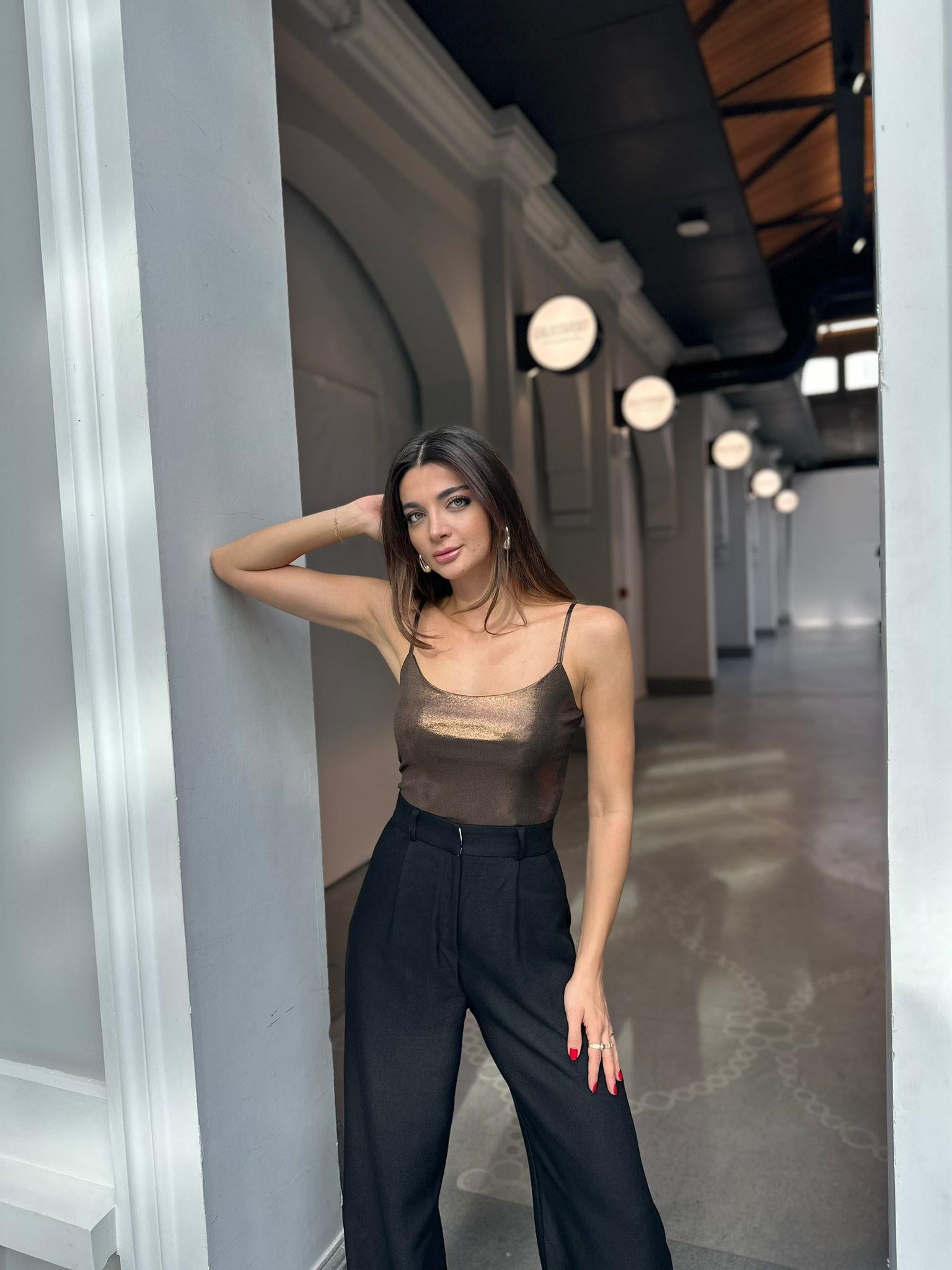 Bronz Parlak Bodysuit