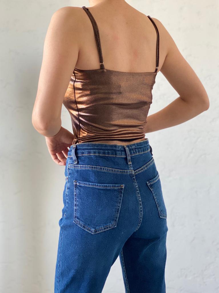 Bronz Parlak Bodysuit