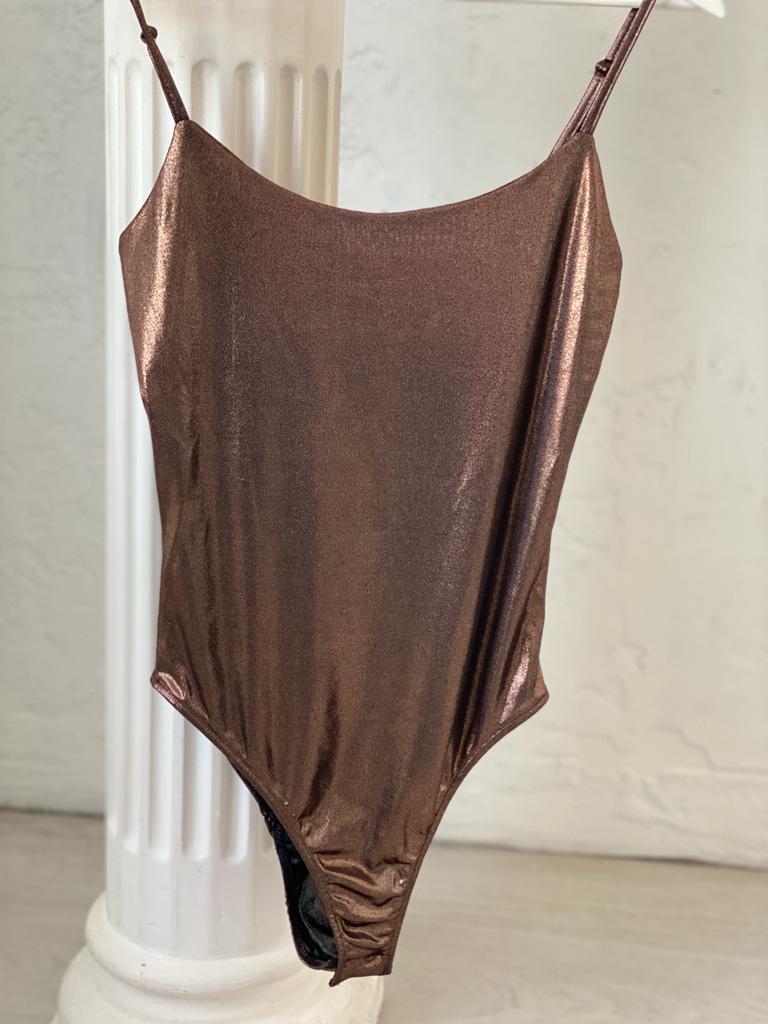 Bronz Parlak Bodysuit