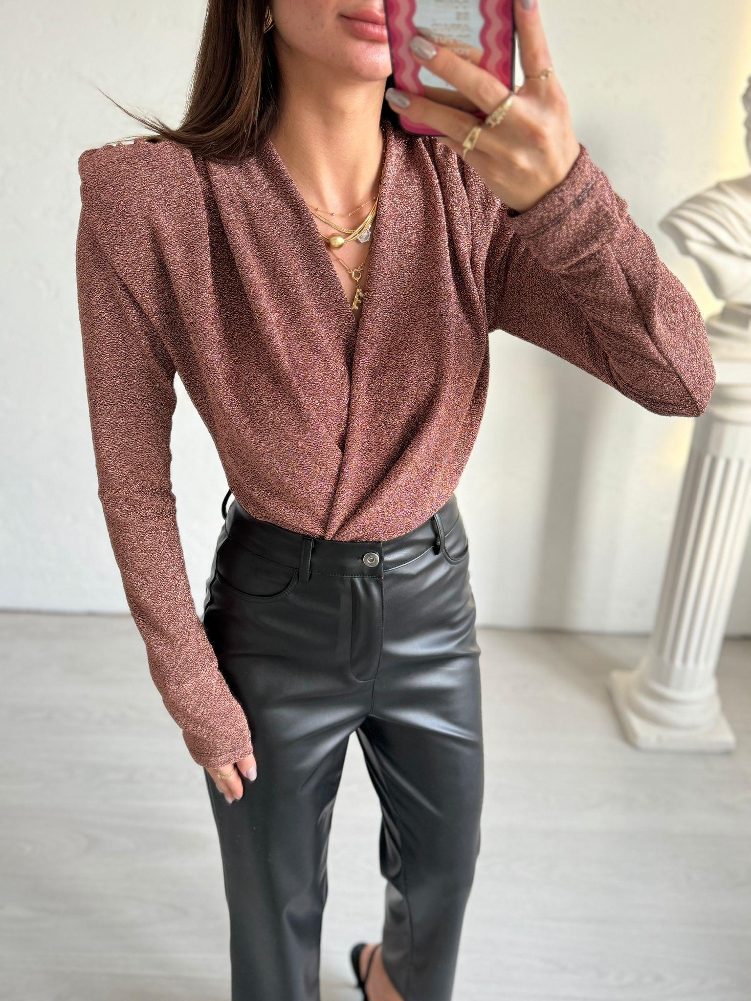 Bronz Simli Bodysuit
