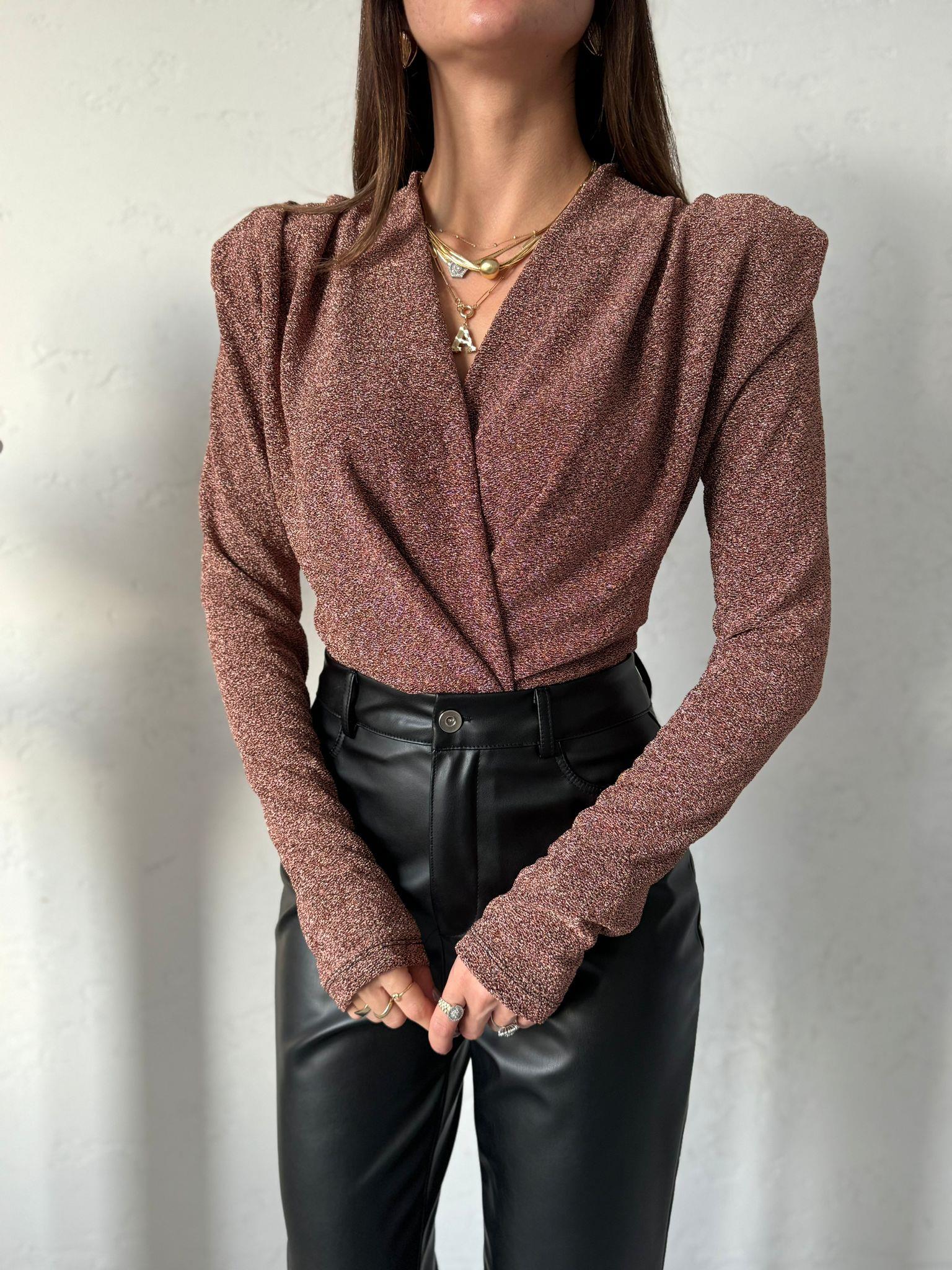 Bronz Simli Bodysuit