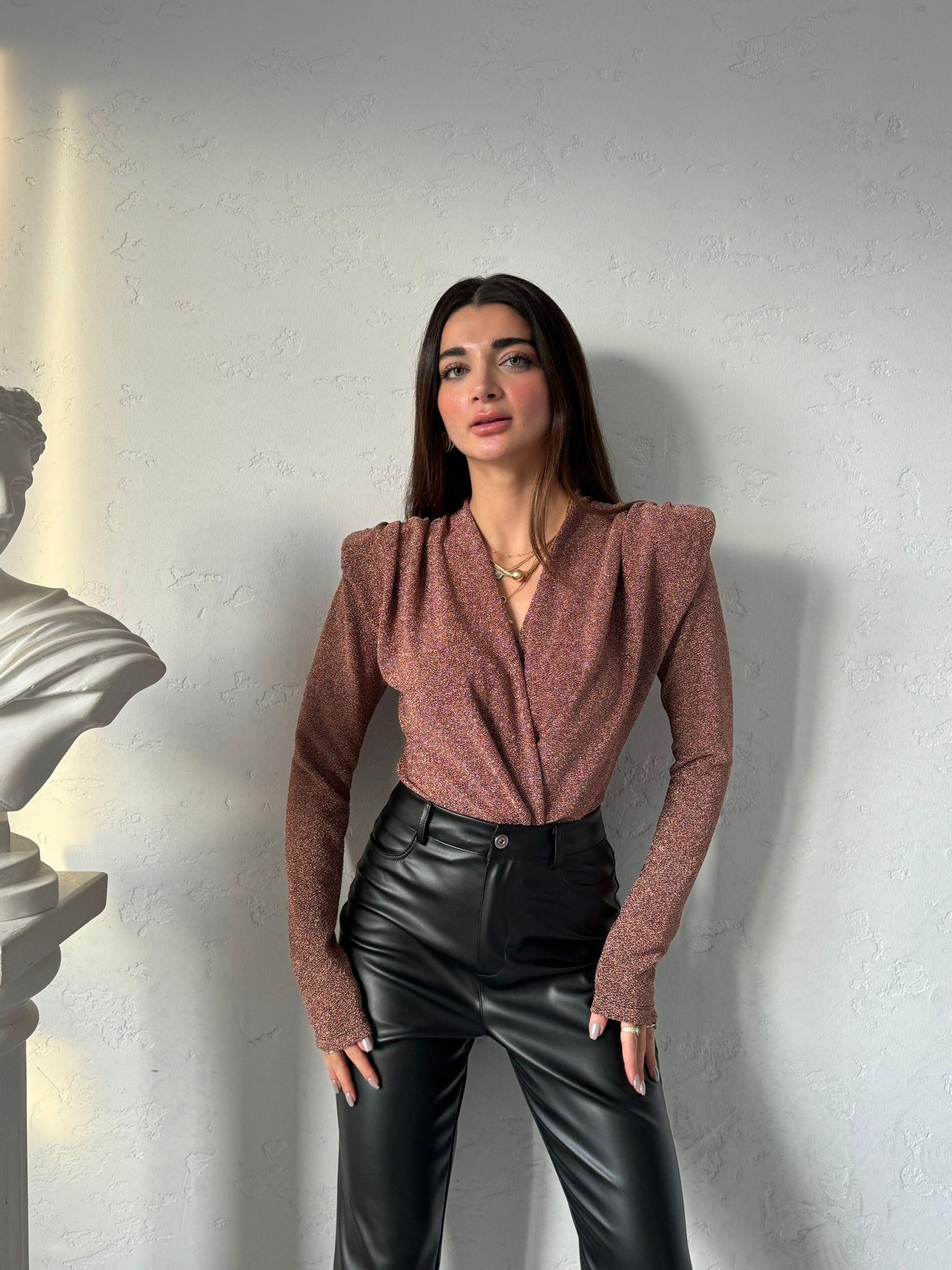 Bronz Simli Bodysuit