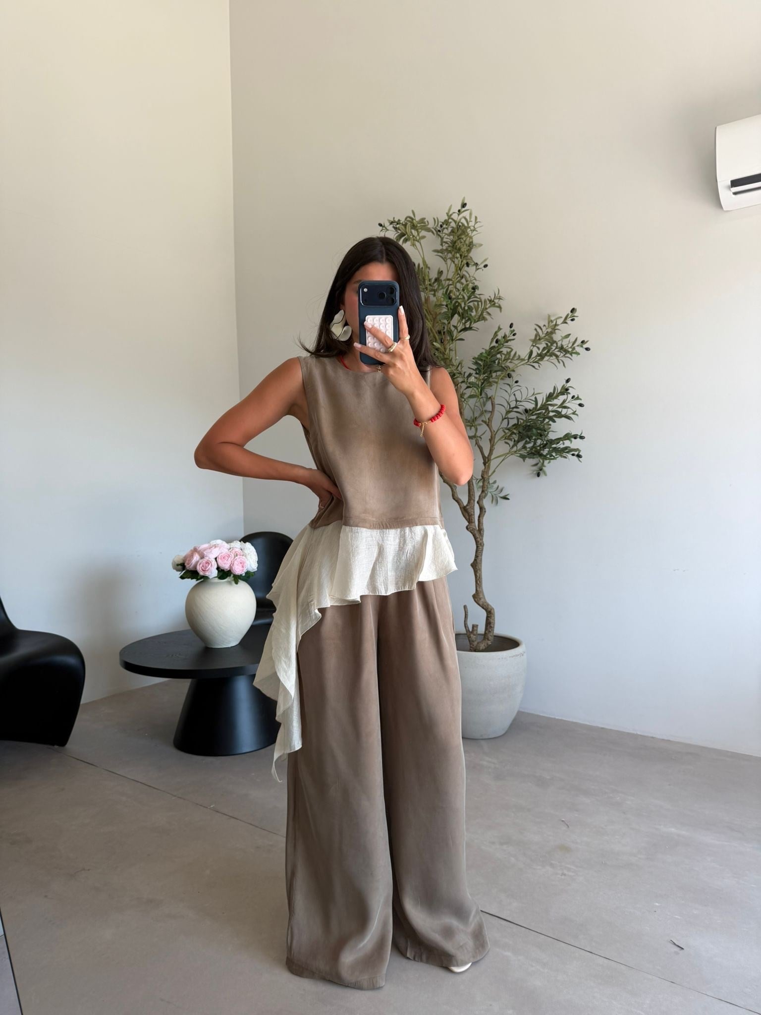 Bronz Tül Detaylı Beli Lastikli Takım