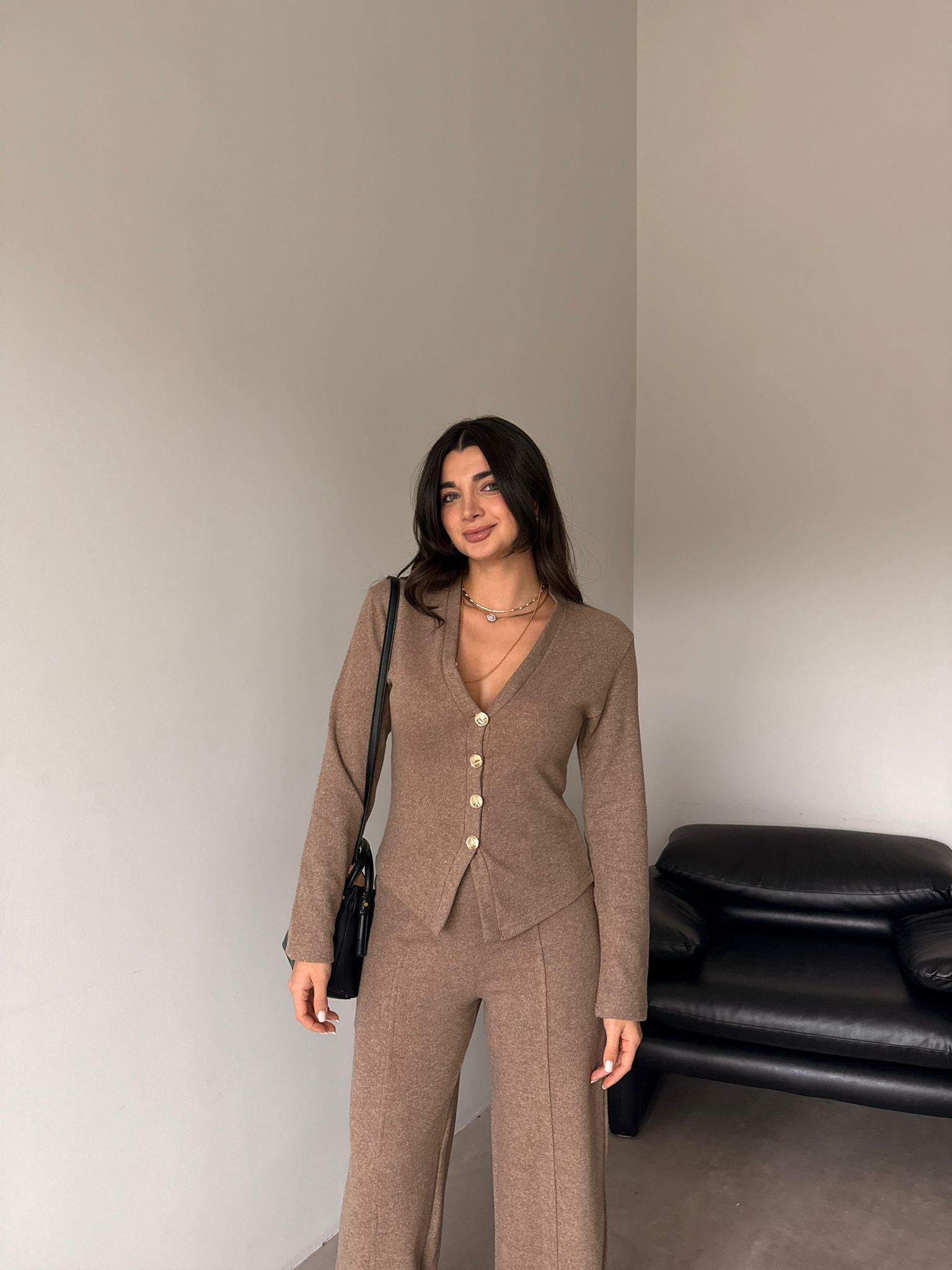 Camel Gold Düğmeli Triko Takım