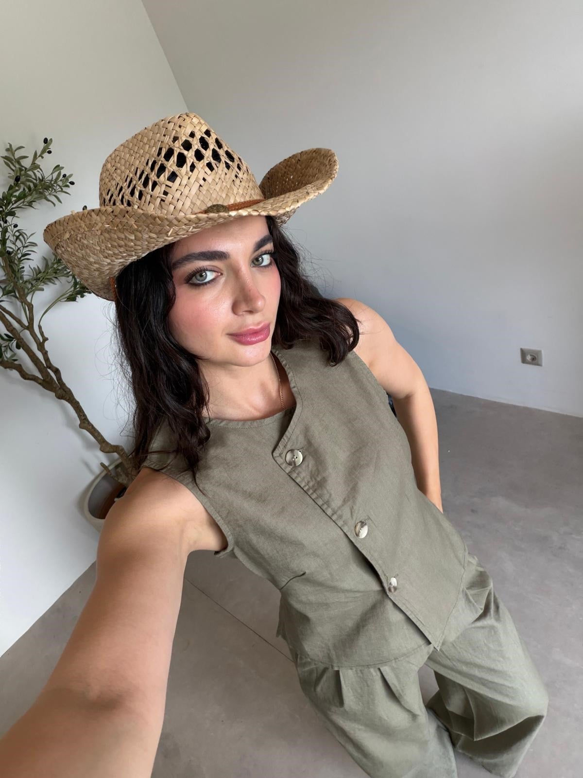 Camel İpli Panoma Kovboy Şapka