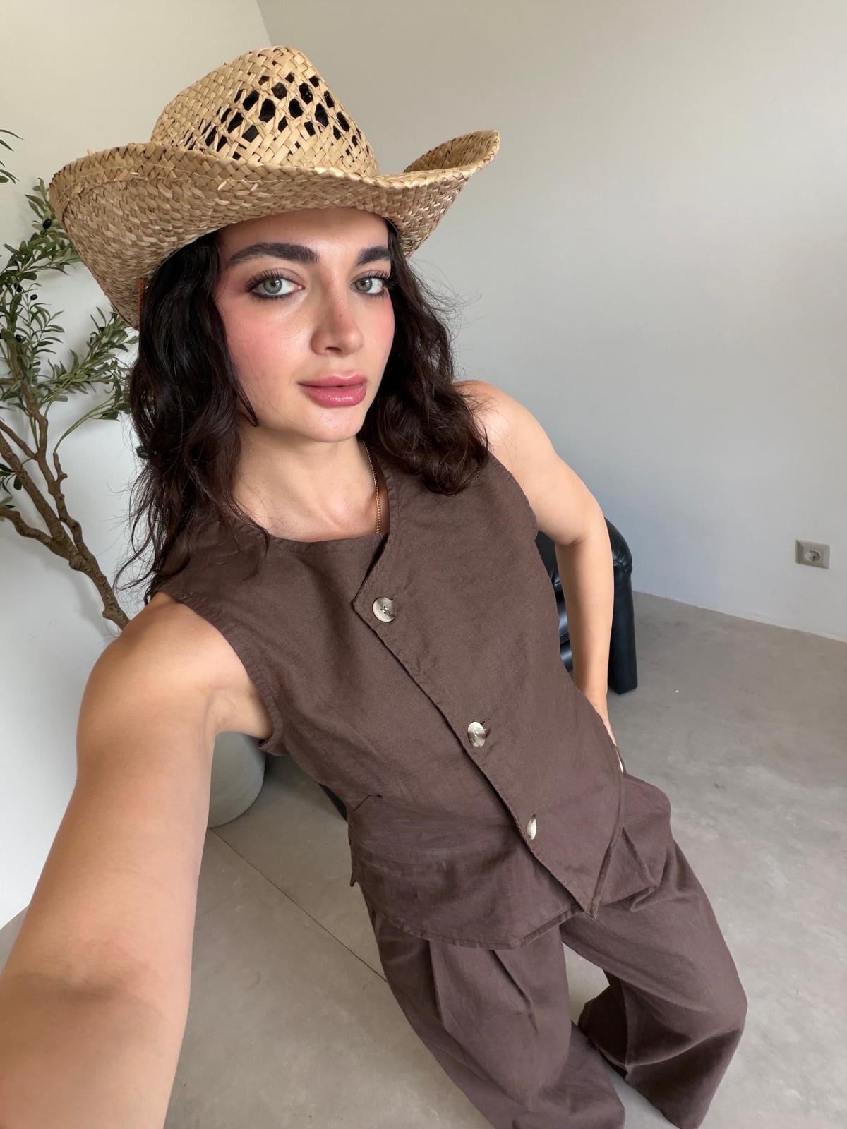 Camel İpli Panoma Kovboy Şapka