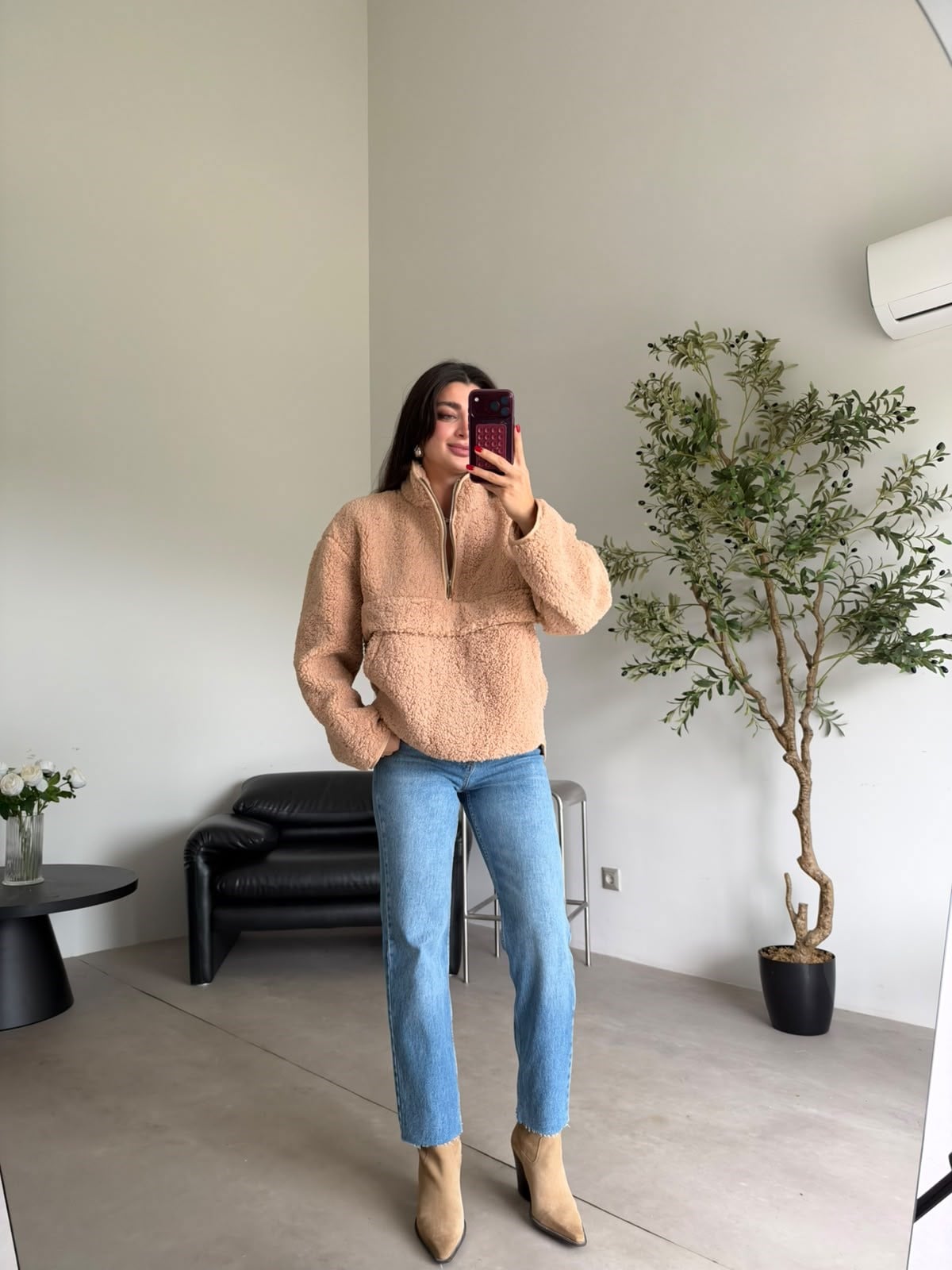 Camel Kanguru Cepli Teddy Sweat