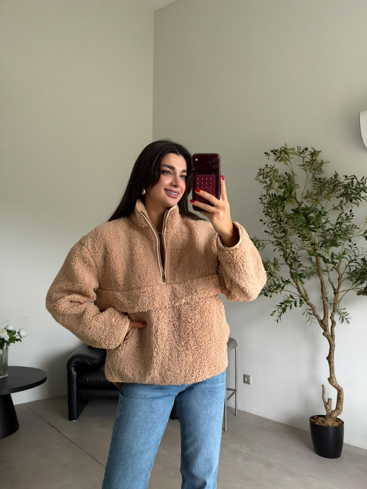 Camel Kanguru Cepli Teddy Sweat