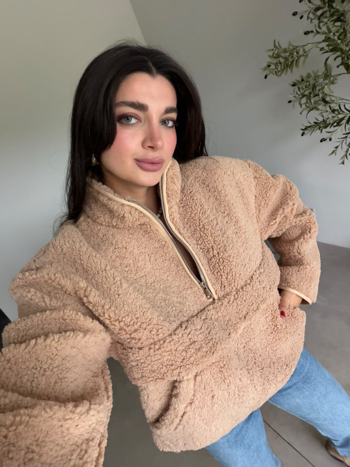 Camel Kanguru Cepli Teddy Sweat