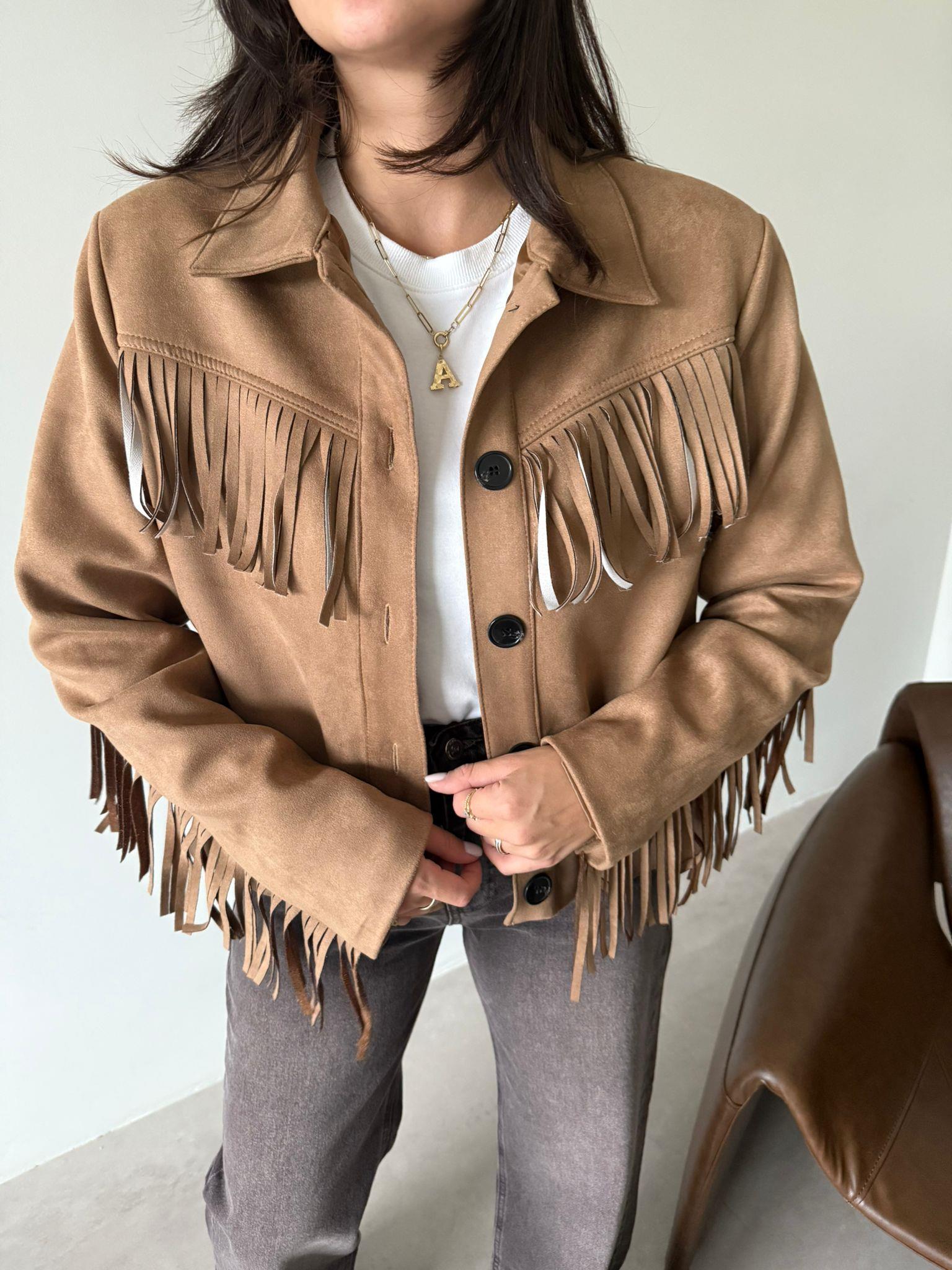 Camel Püsküllü Kovboy Ceket