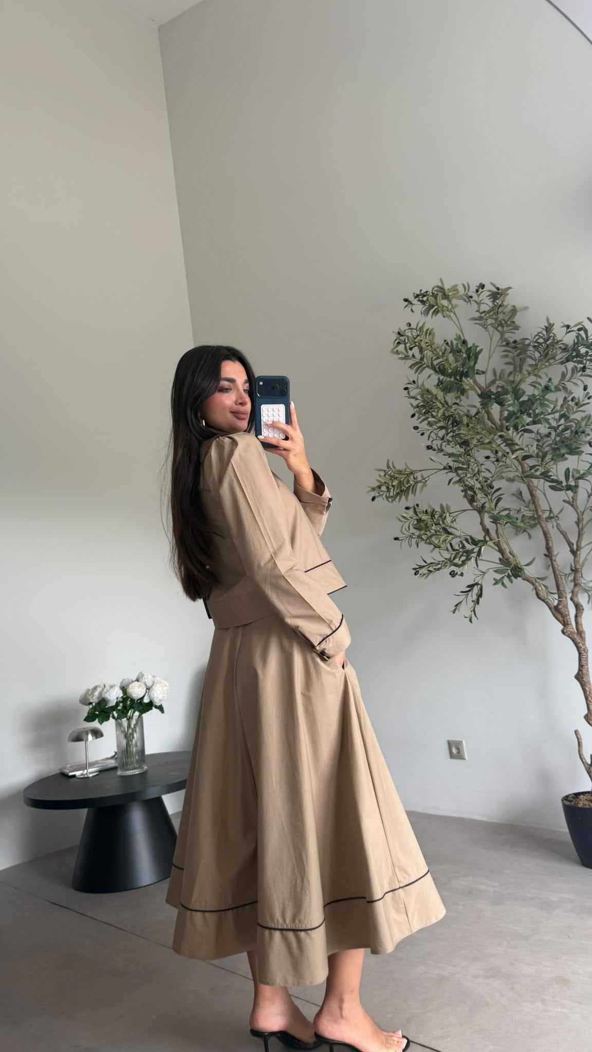 Camel Siyah Şeritli Etek Takım