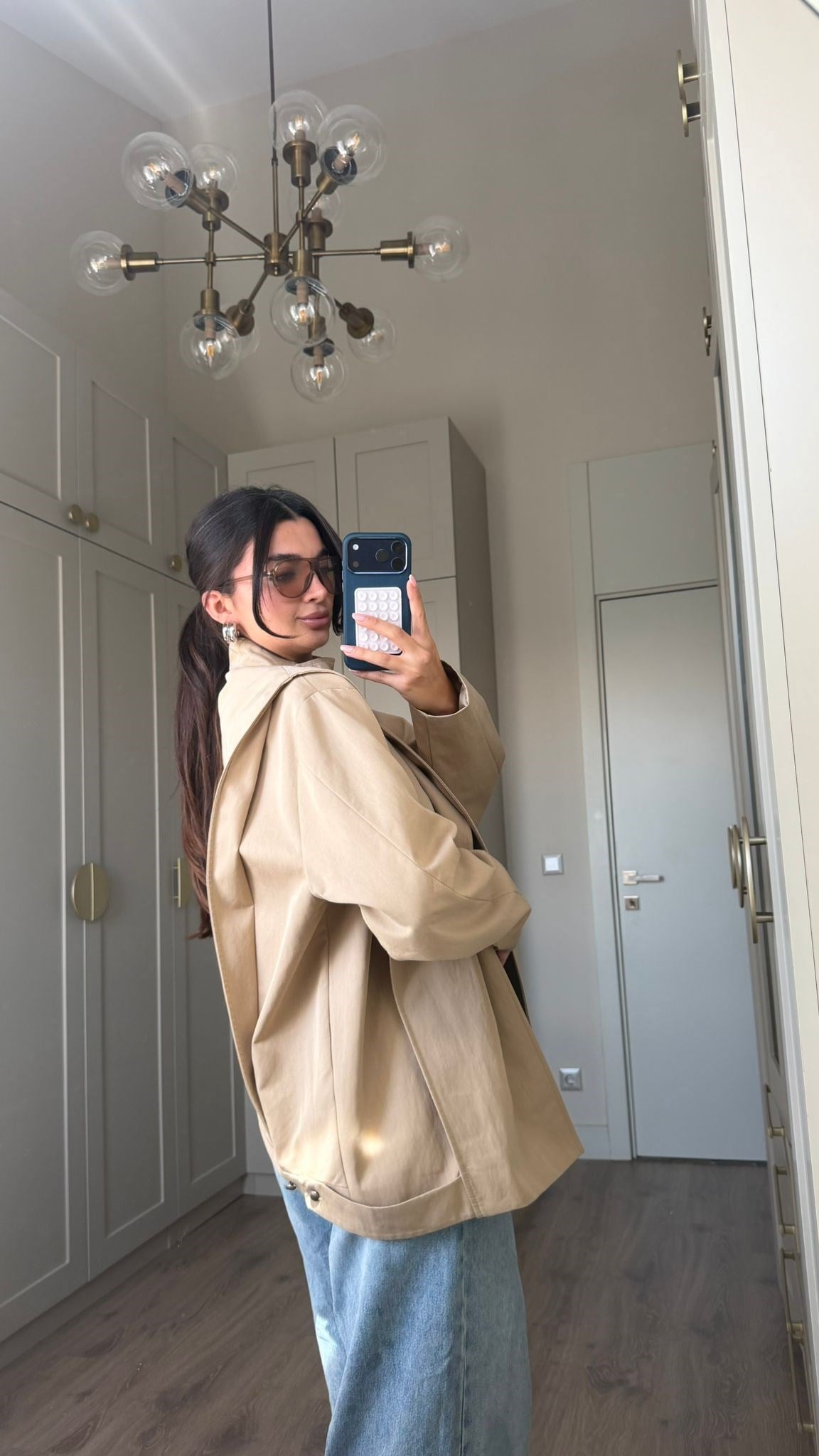 Camel Üç Düğmeli Hakim Yaka Ceket