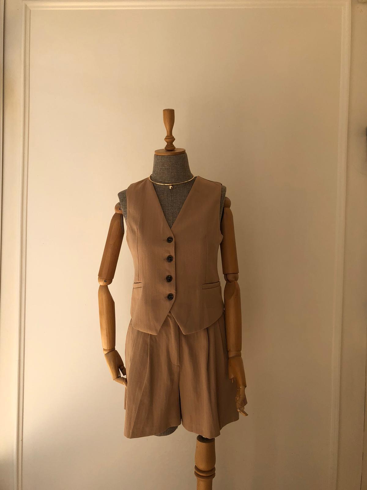 Camel Yelekli Şortlu Luiza Takım