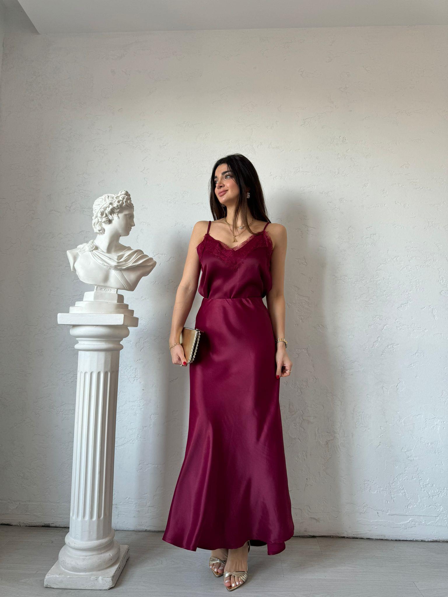 Cherry Dantelli Saten Bluz