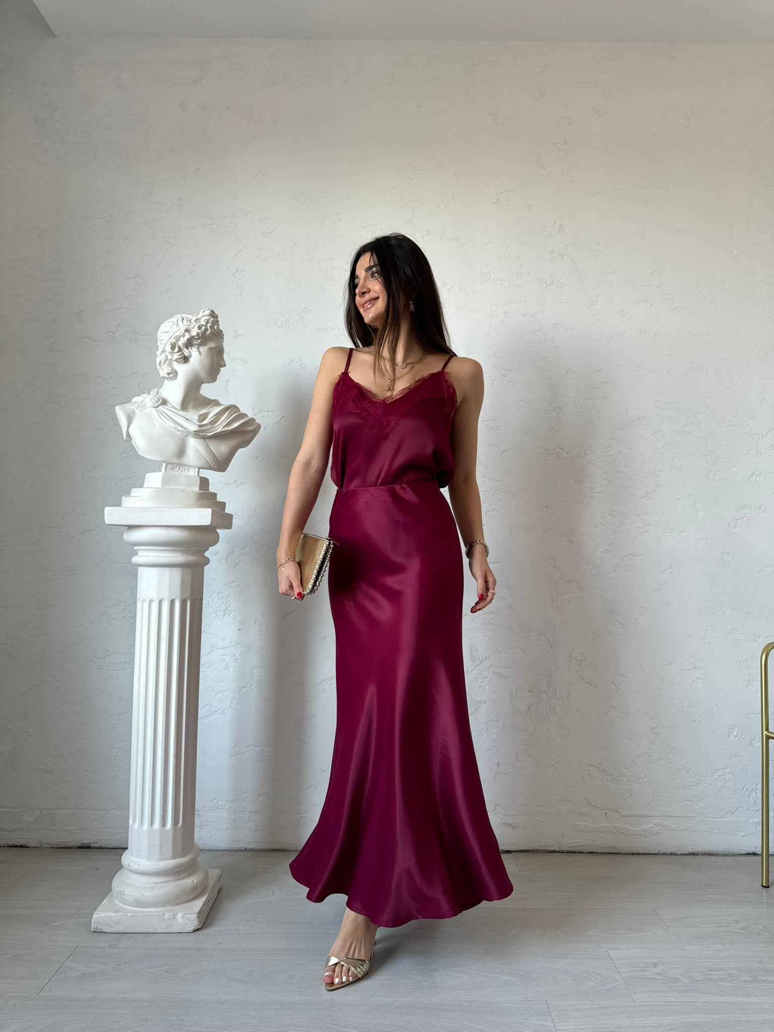 Cherry Dantelli Saten Bluz