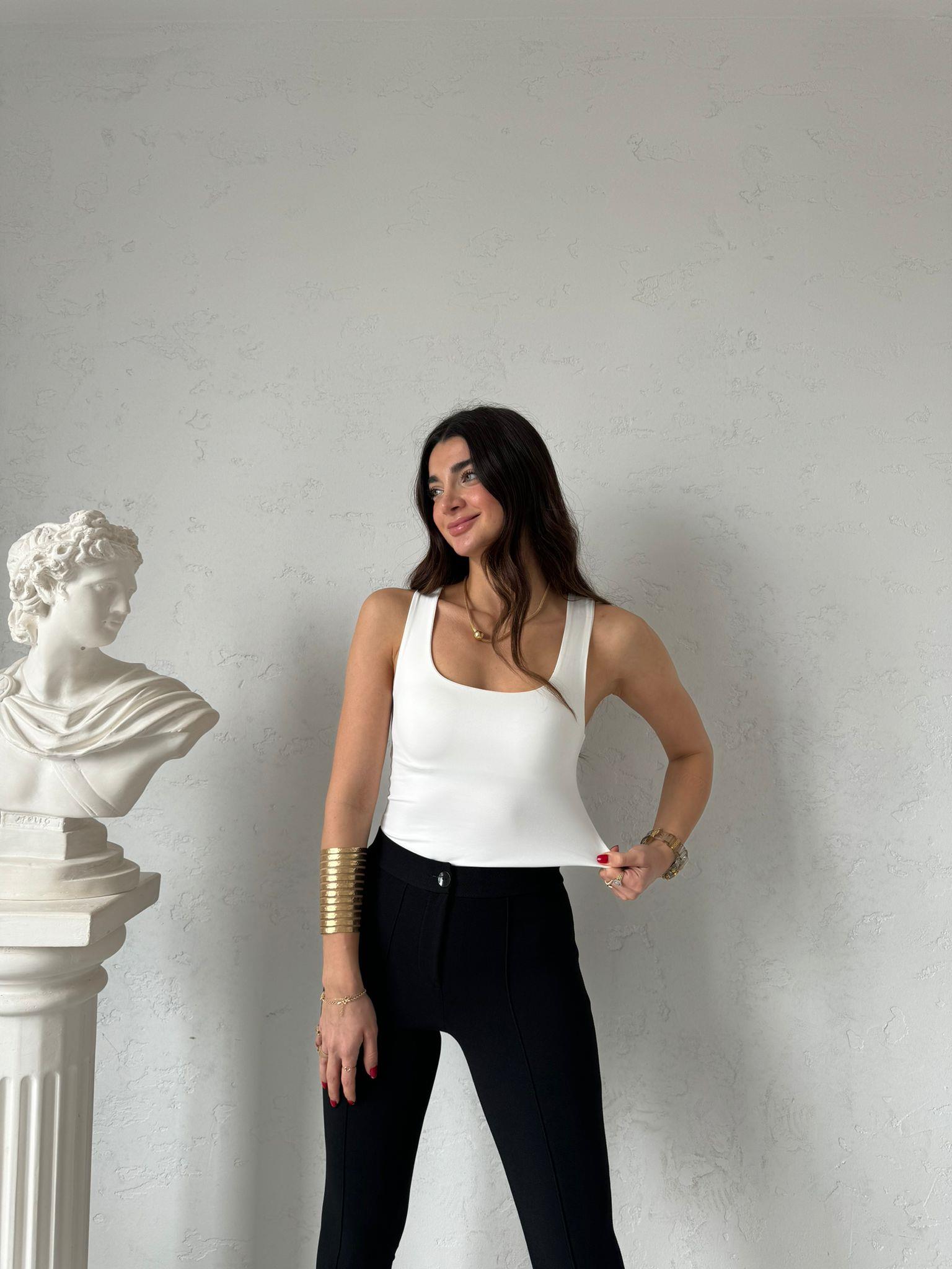 Ekru Basic Kolsuz Bluz