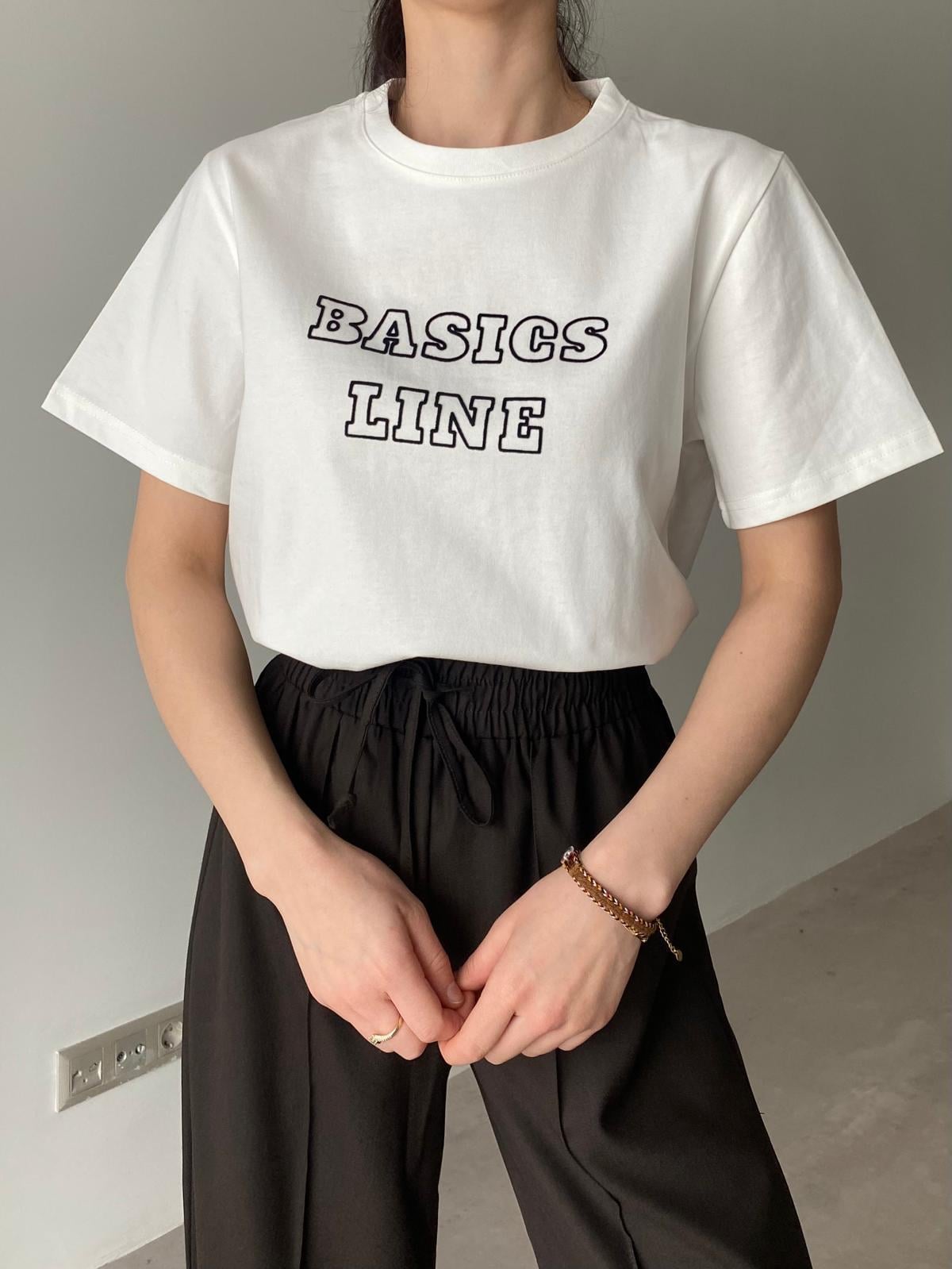 Ekru Basics Line Baskılı Tişört