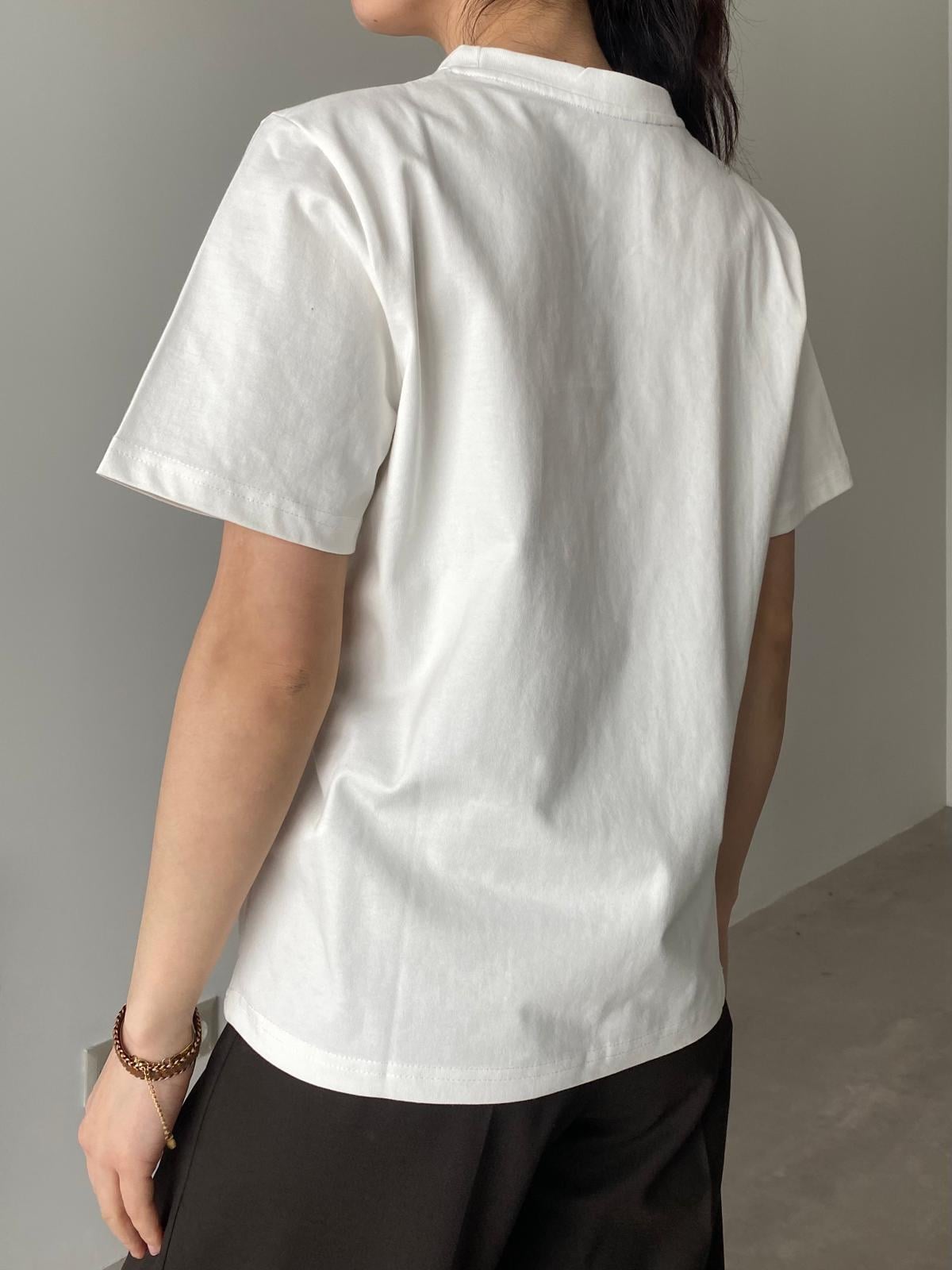 Ekru Basics Line Baskılı Tişört