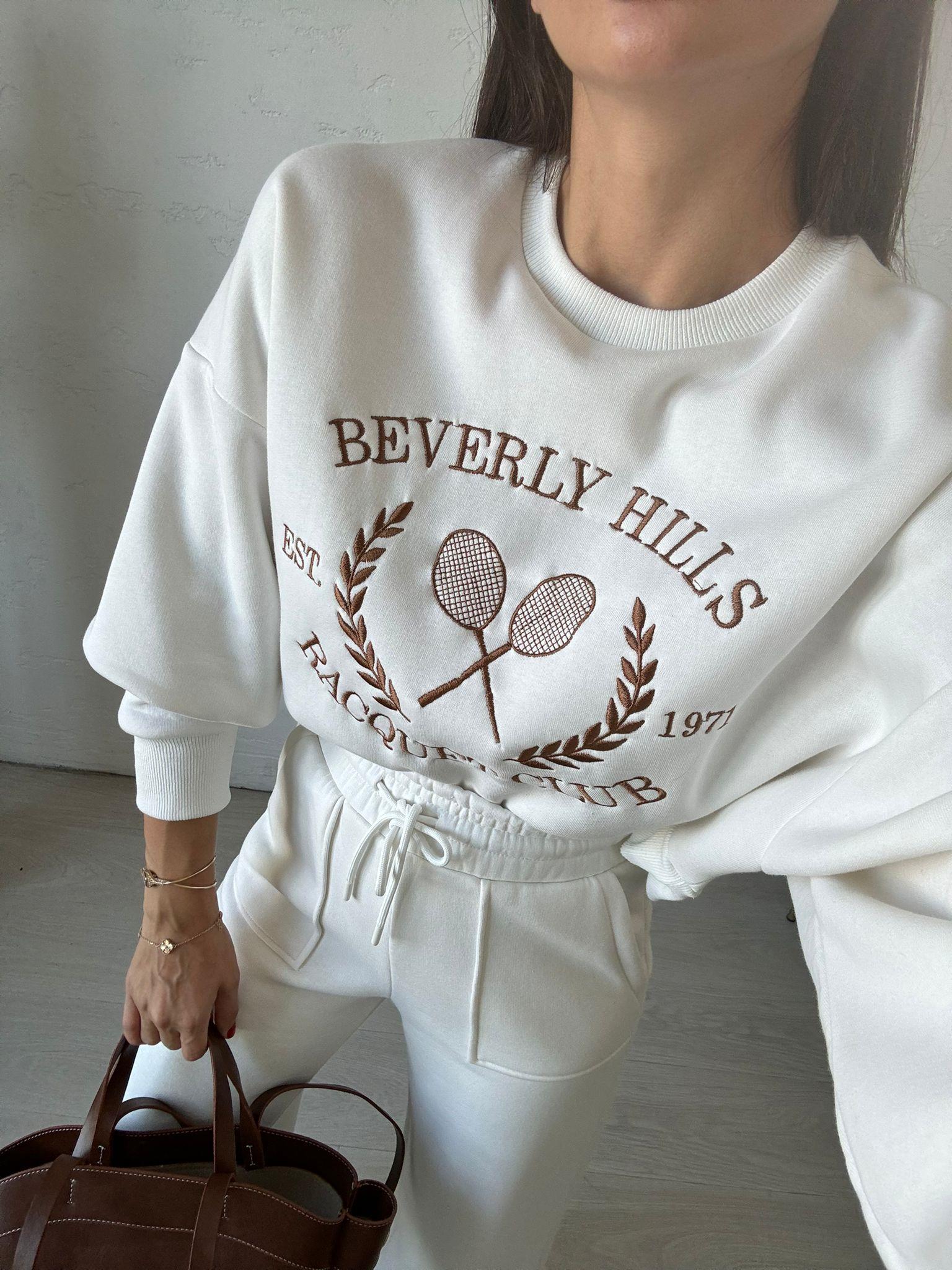 Ekru Beverly Baskılı Sweat