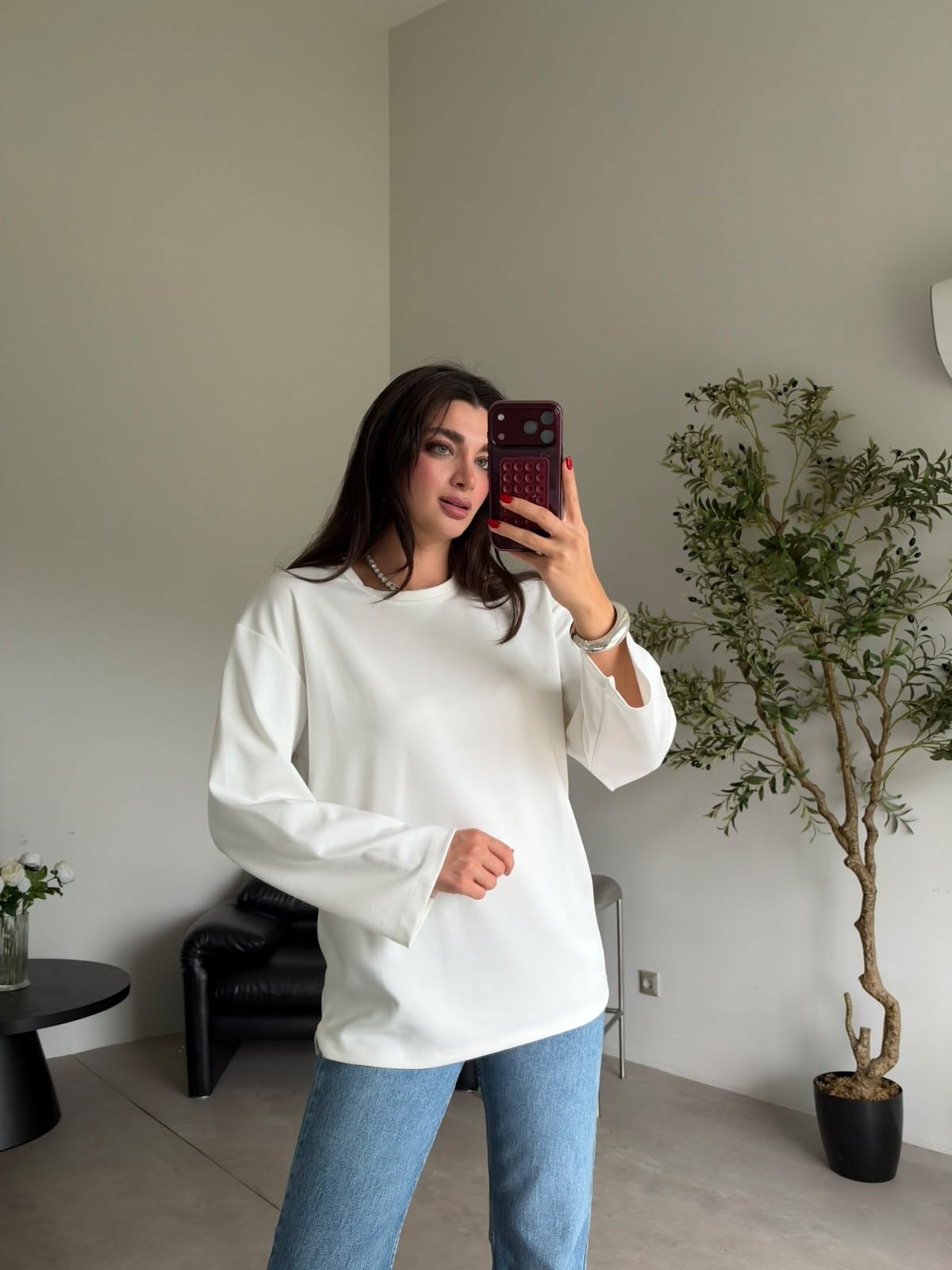 Ekru Bisiklet Yaka Basic Bluz