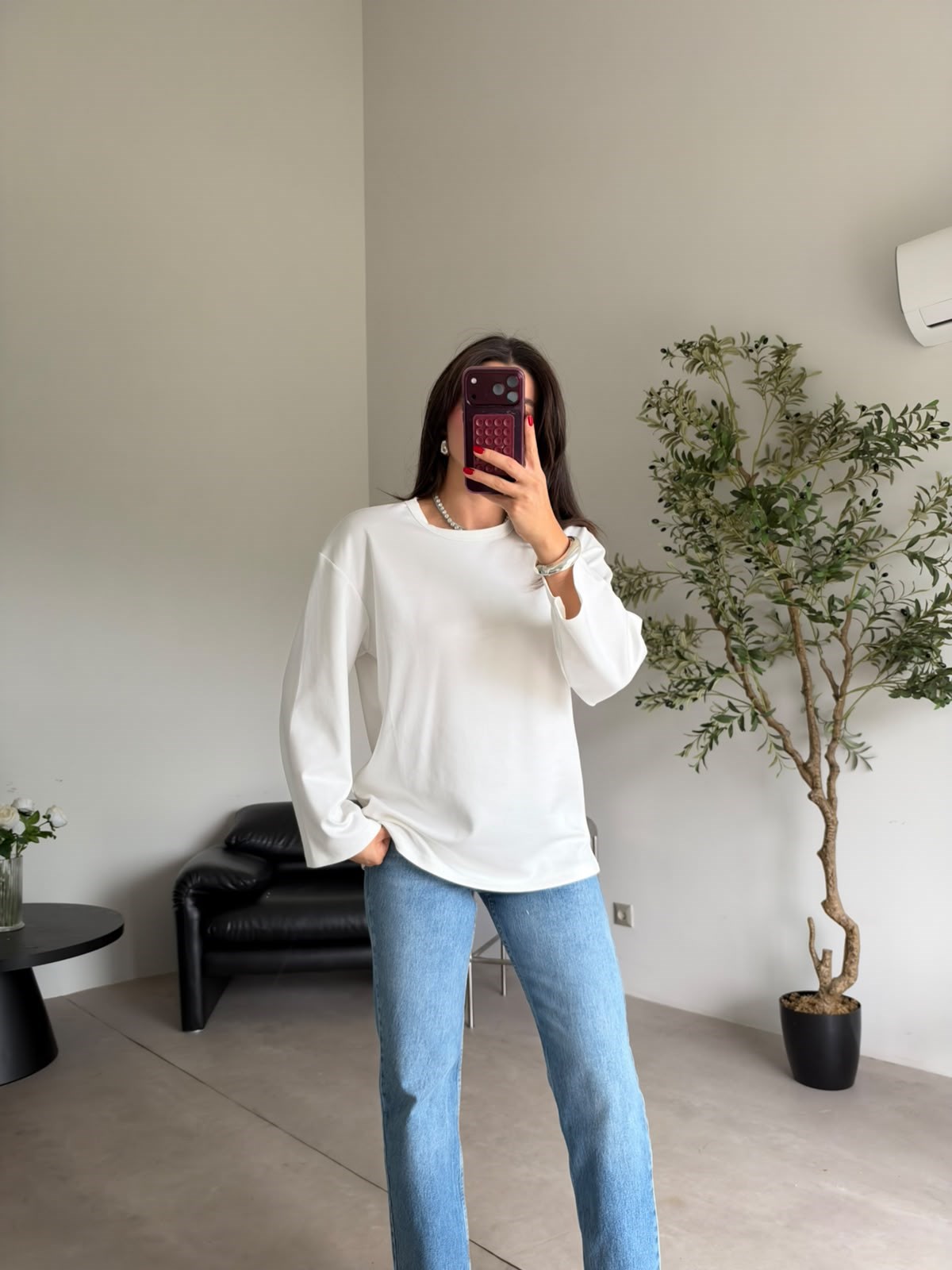 Ekru Bisiklet Yaka Basic Bluz