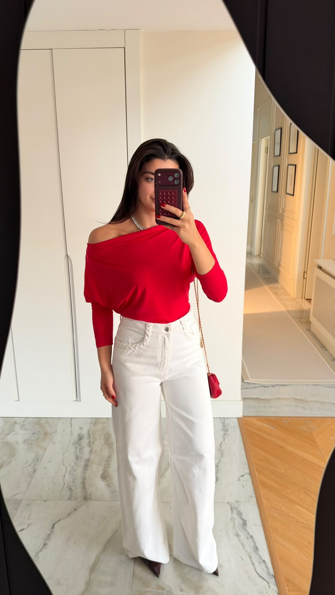 Ekru Cebi Örgü Detaylı Jean