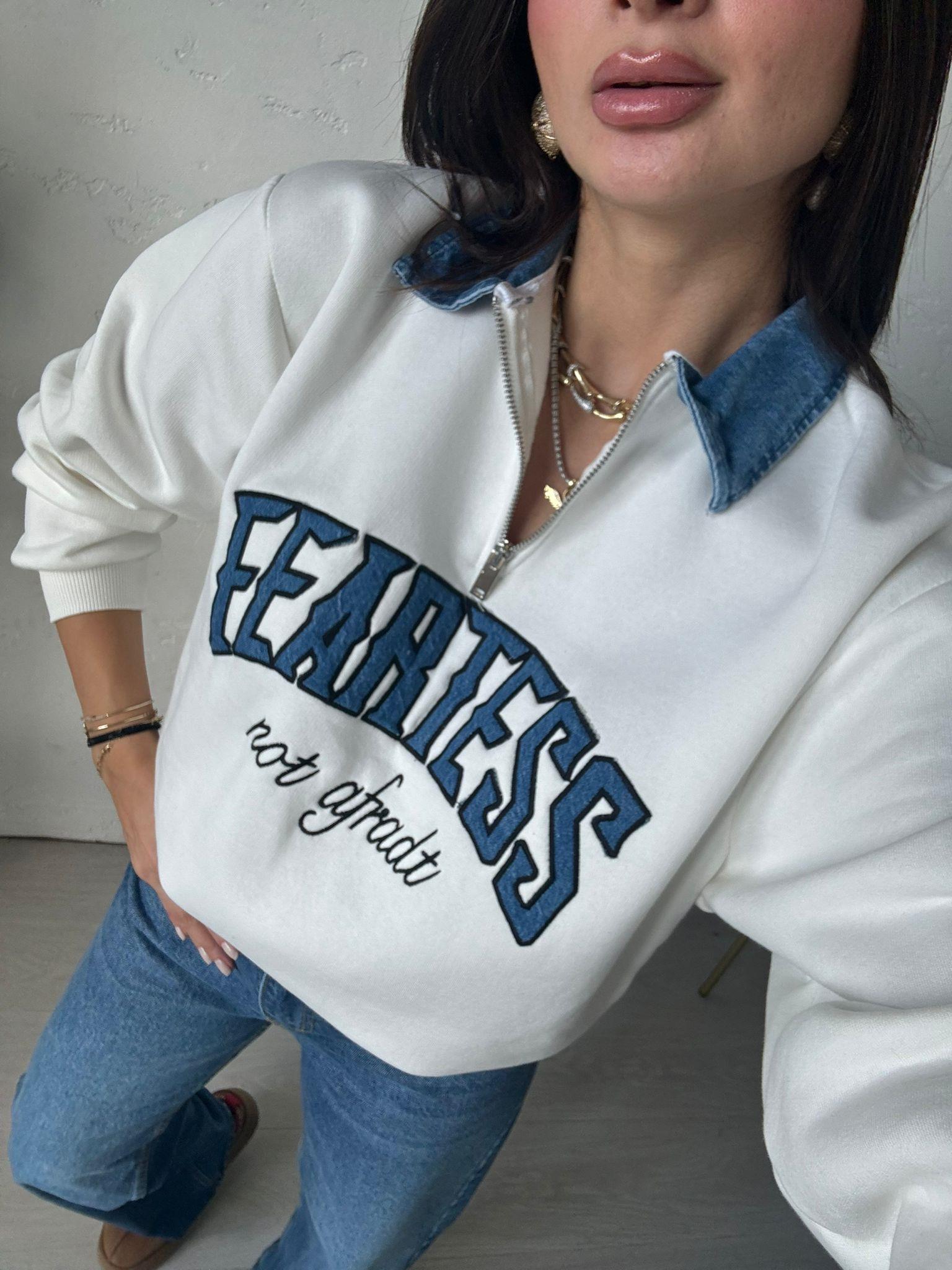 Ekru Feartess Baskılı Sweat