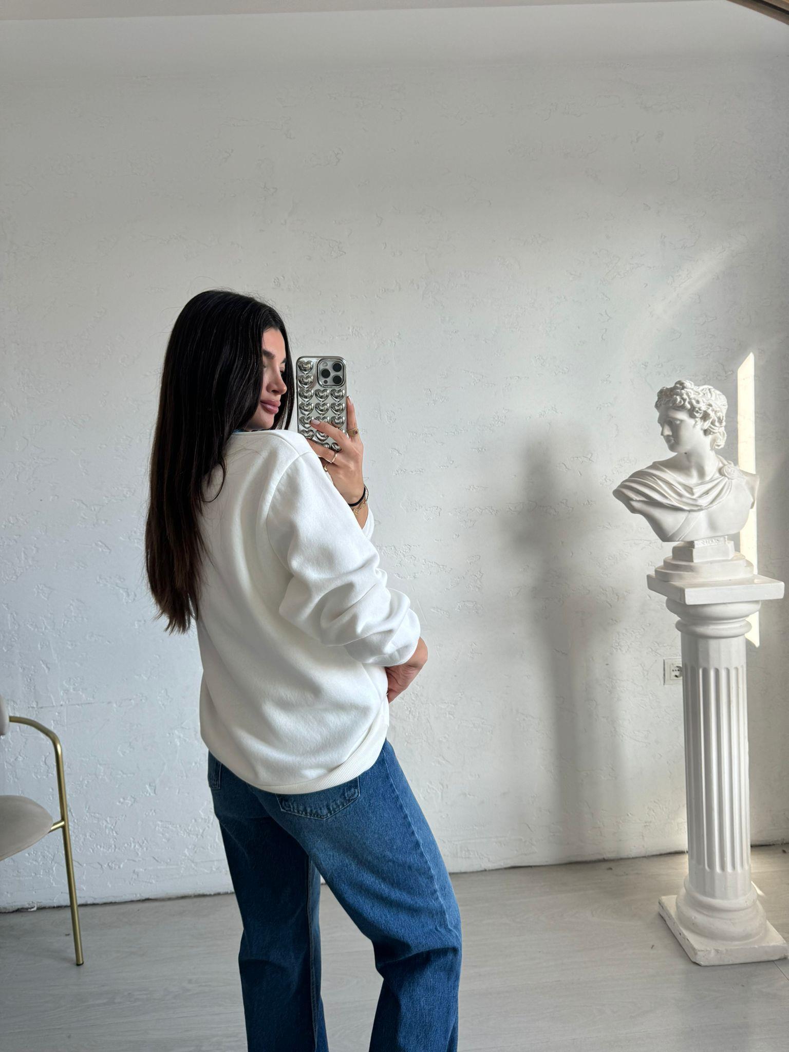 Ekru Feartess Baskılı Sweat