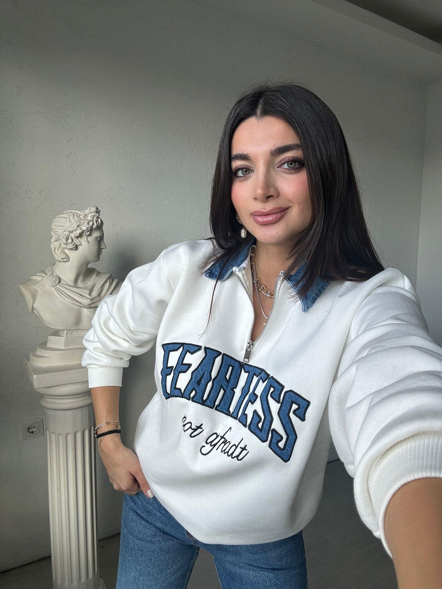 Ekru Feartess Baskılı Sweat