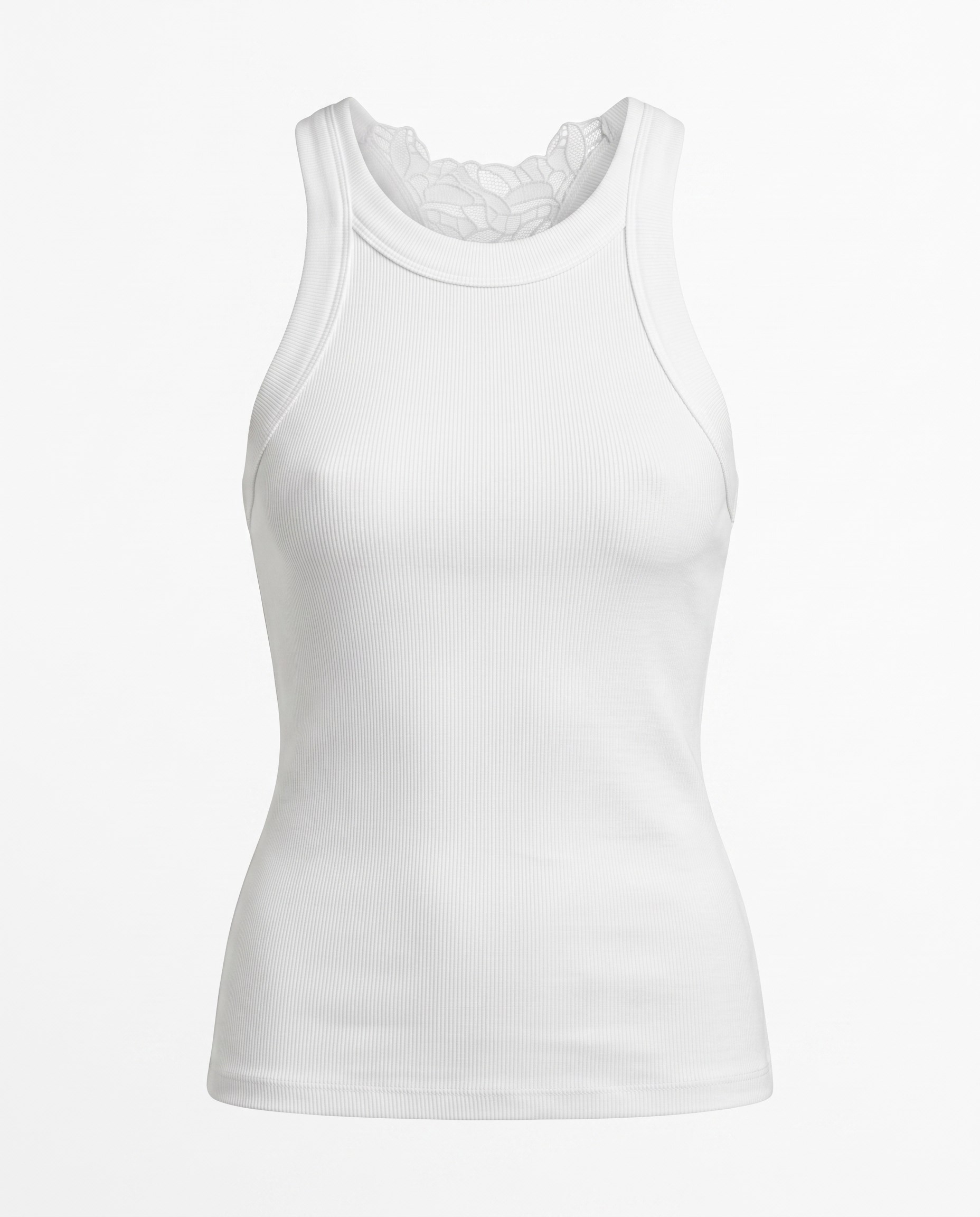 Ekru Halter Yaka Sırtı Dantelli Bluz