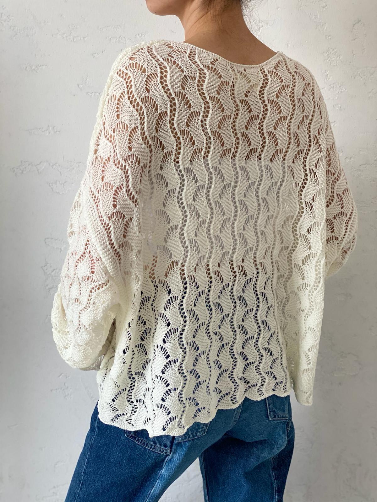 Ekru Oversize Dantel Bluz 
