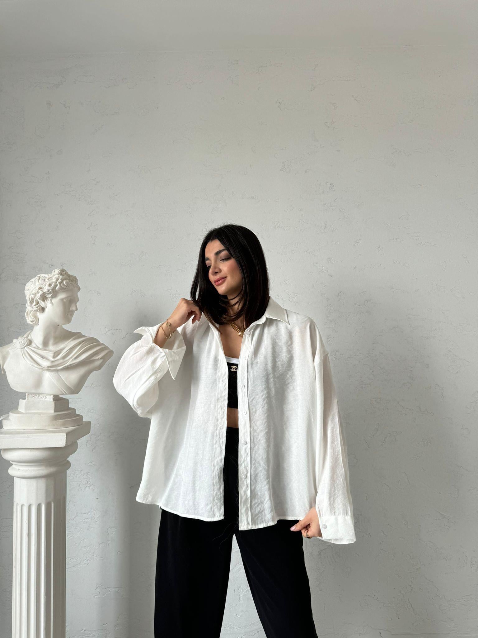 Ekru Oversize Premium Gömlek