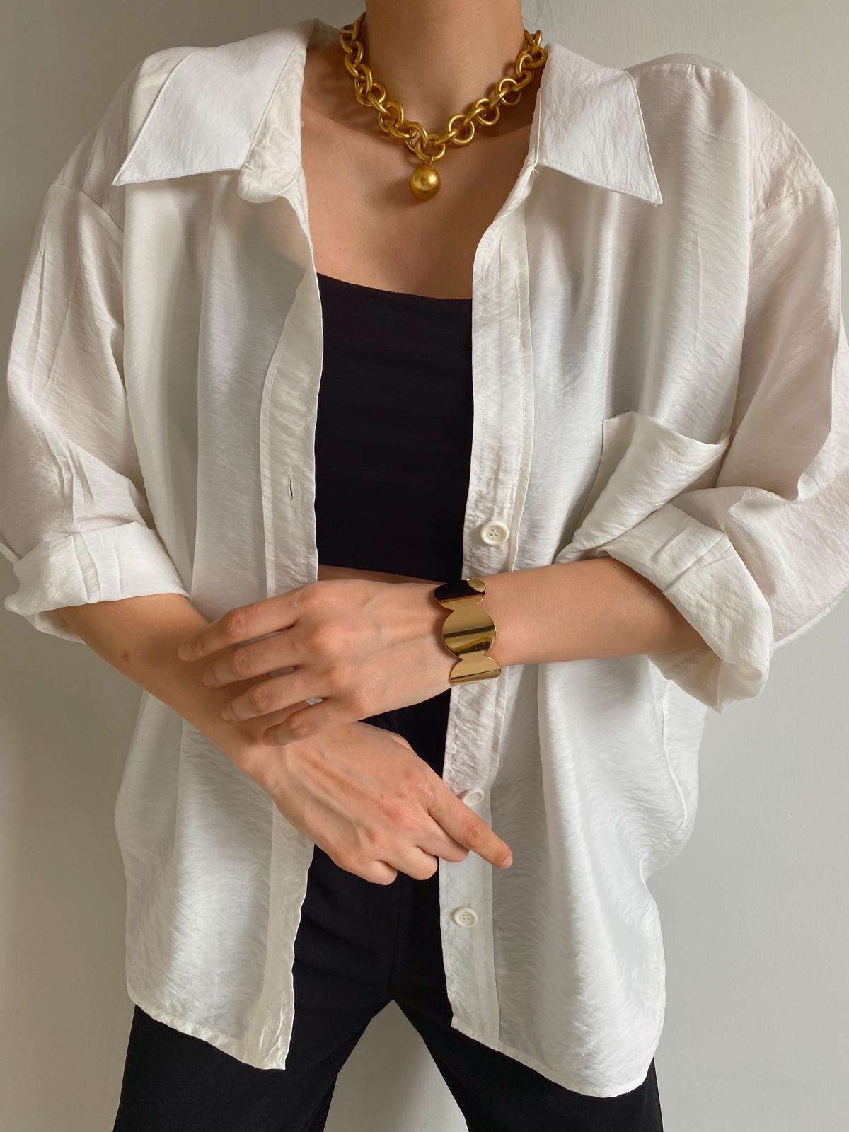 Ekru Oversize Sofia Gömlek